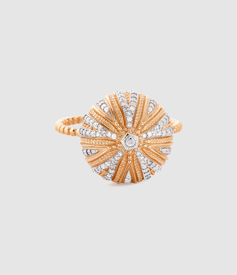 Bague Oursin Grand Modèle Diamants Or Rose