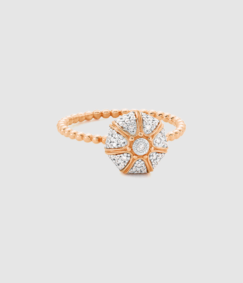 Bague Oursin Mini Diamants Or Rose