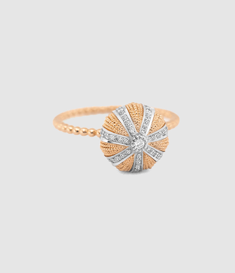 Bague Oursin Petit Modèle Diamants Or Rose