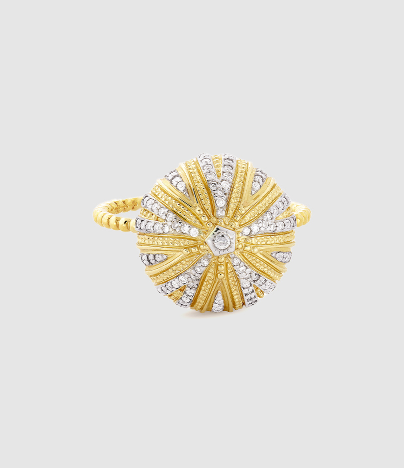 Bague Oursin Grand Modèle Diamants Or Jaune