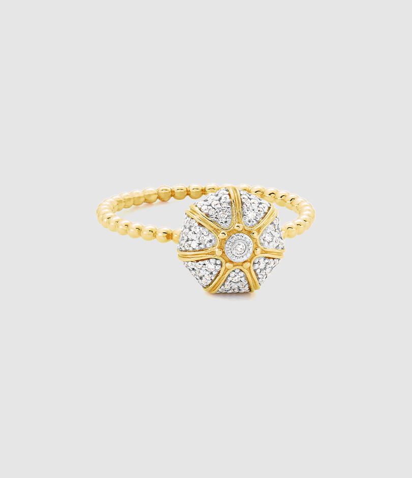 Bague Oursin Mini Diamants Or Jaune