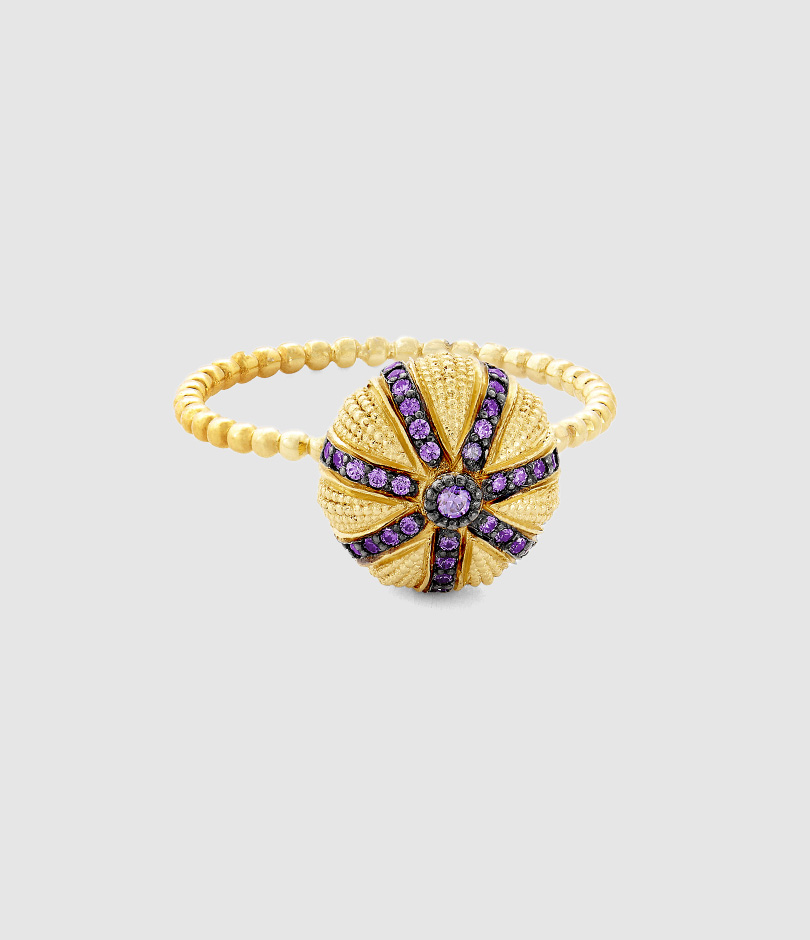 Bague Oursin Petit Modèle Tanzanite Or Jaune