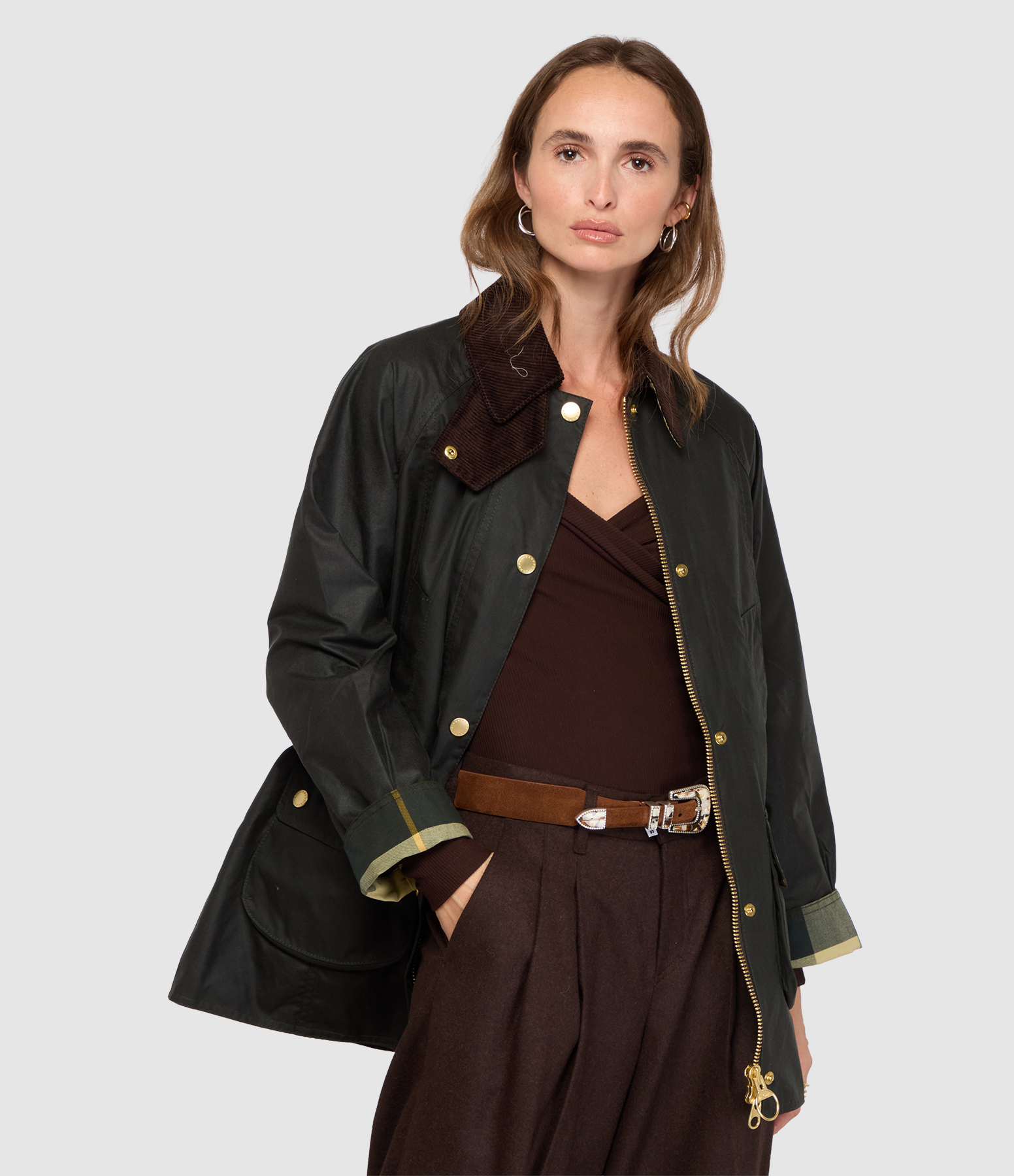 Veste Modern Beadnell Wax  Sage Ancient