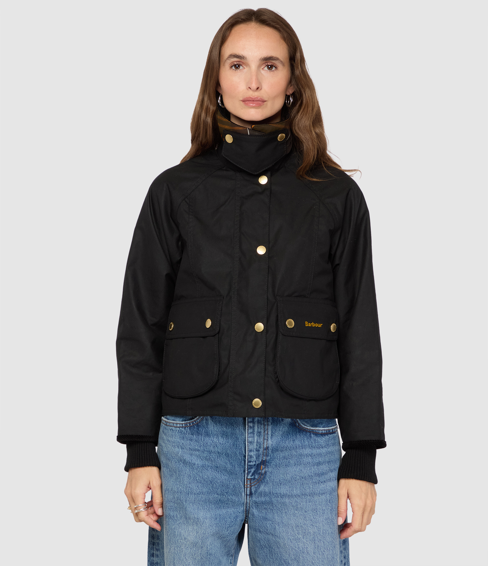 Veste Cropped Beadnell Wax Black Classic