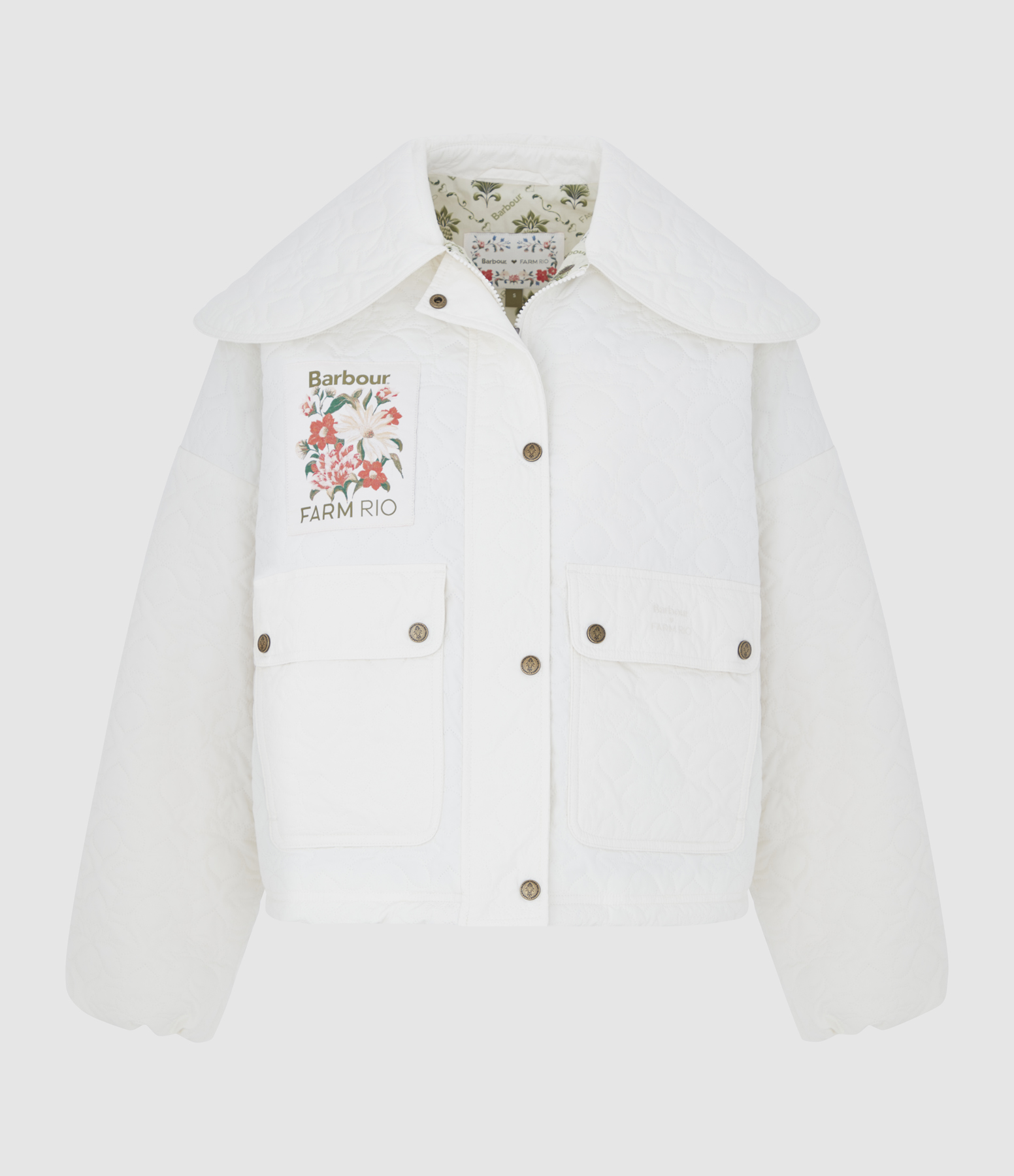 Veste Matelassée Lotus White Rose, Collaboration Barbour X Farm Rio