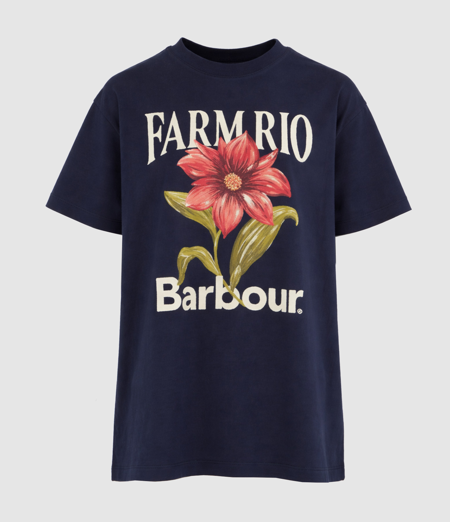 Tee-Shirt Wild Flower T-Shirt Navy, Collaboration Barbour X Farm Rio