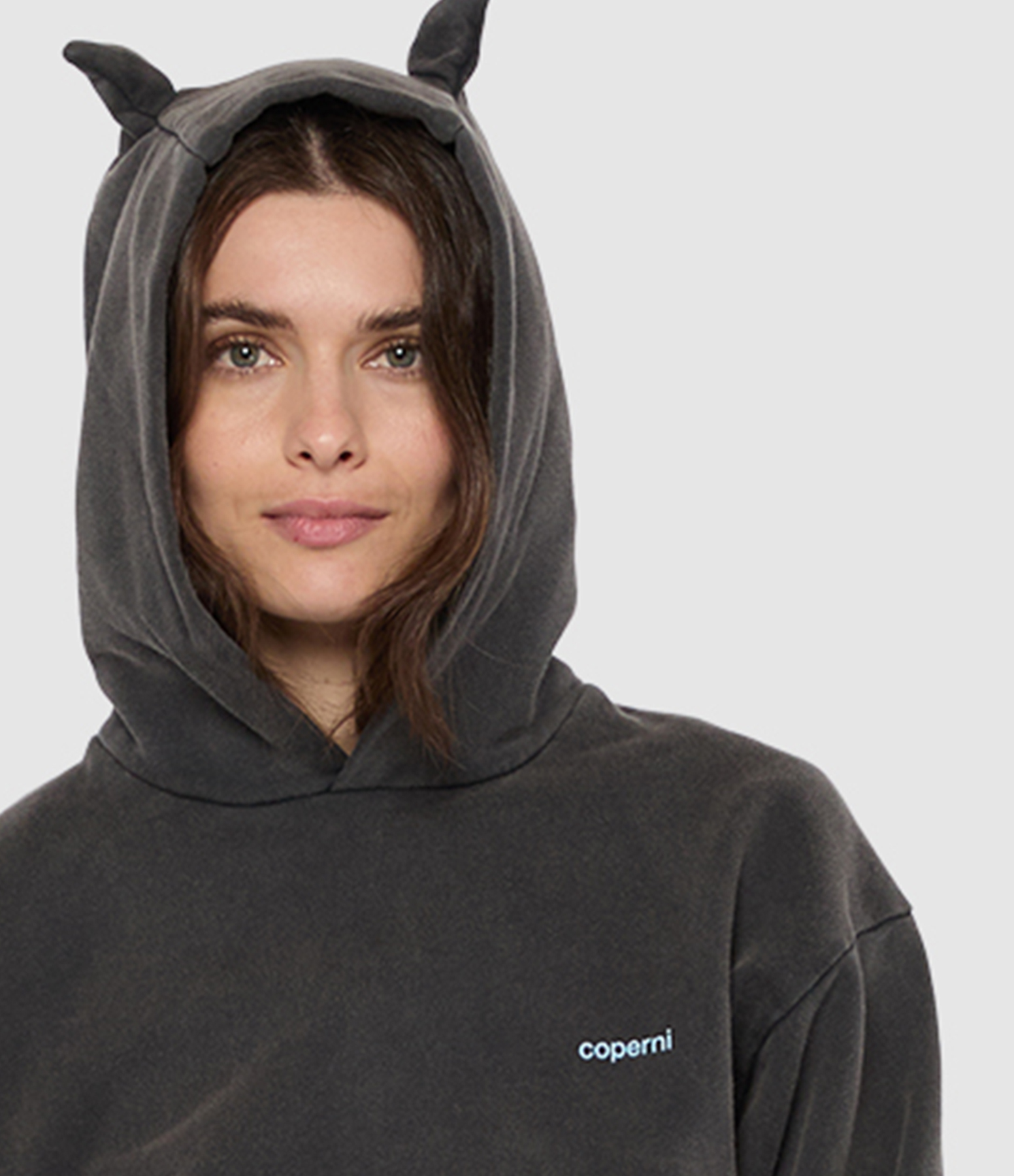 Sweatshirt Hoodie Washed Horn  Black-Blue