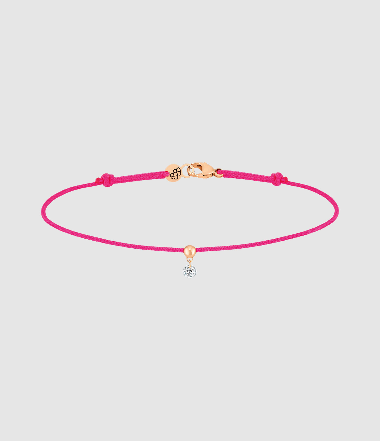 Bracelet BB Diamant Brillant Cordon Rose Fluo Or Rose