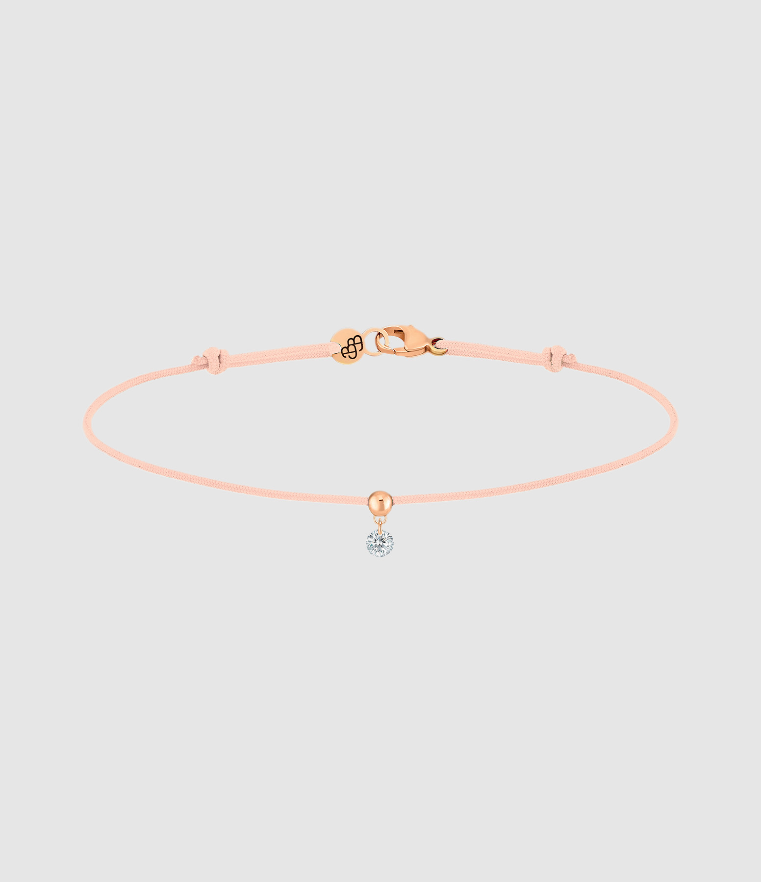 Bracelet BB Diamant Brillant Cordon Nude Or Rose