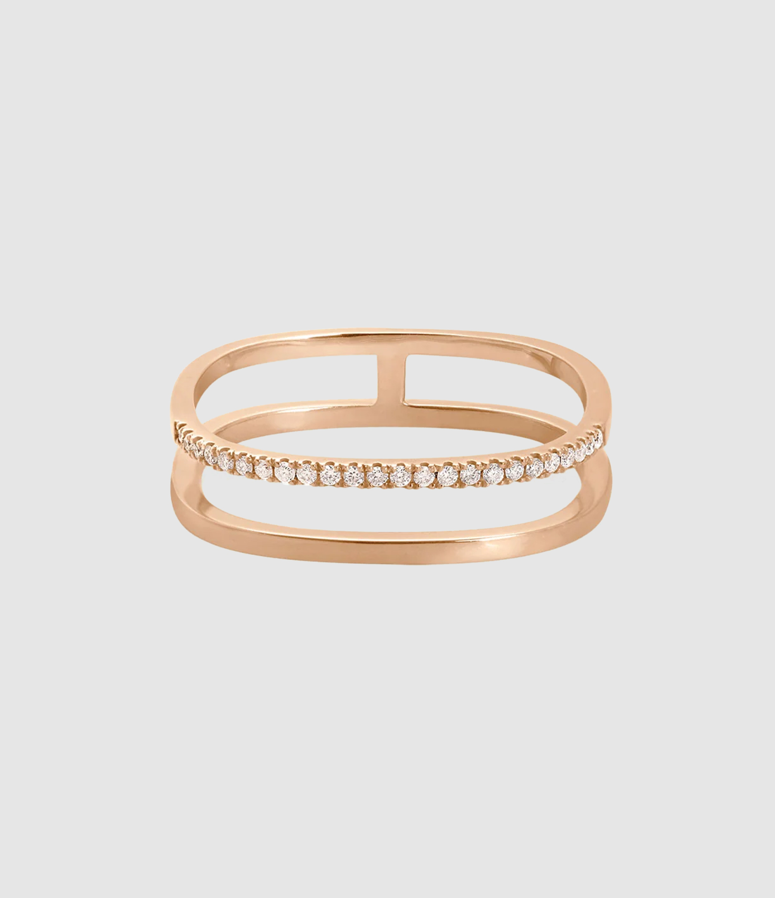 Bague Charlie Double Semi-Pavée Diamants Or Rose 