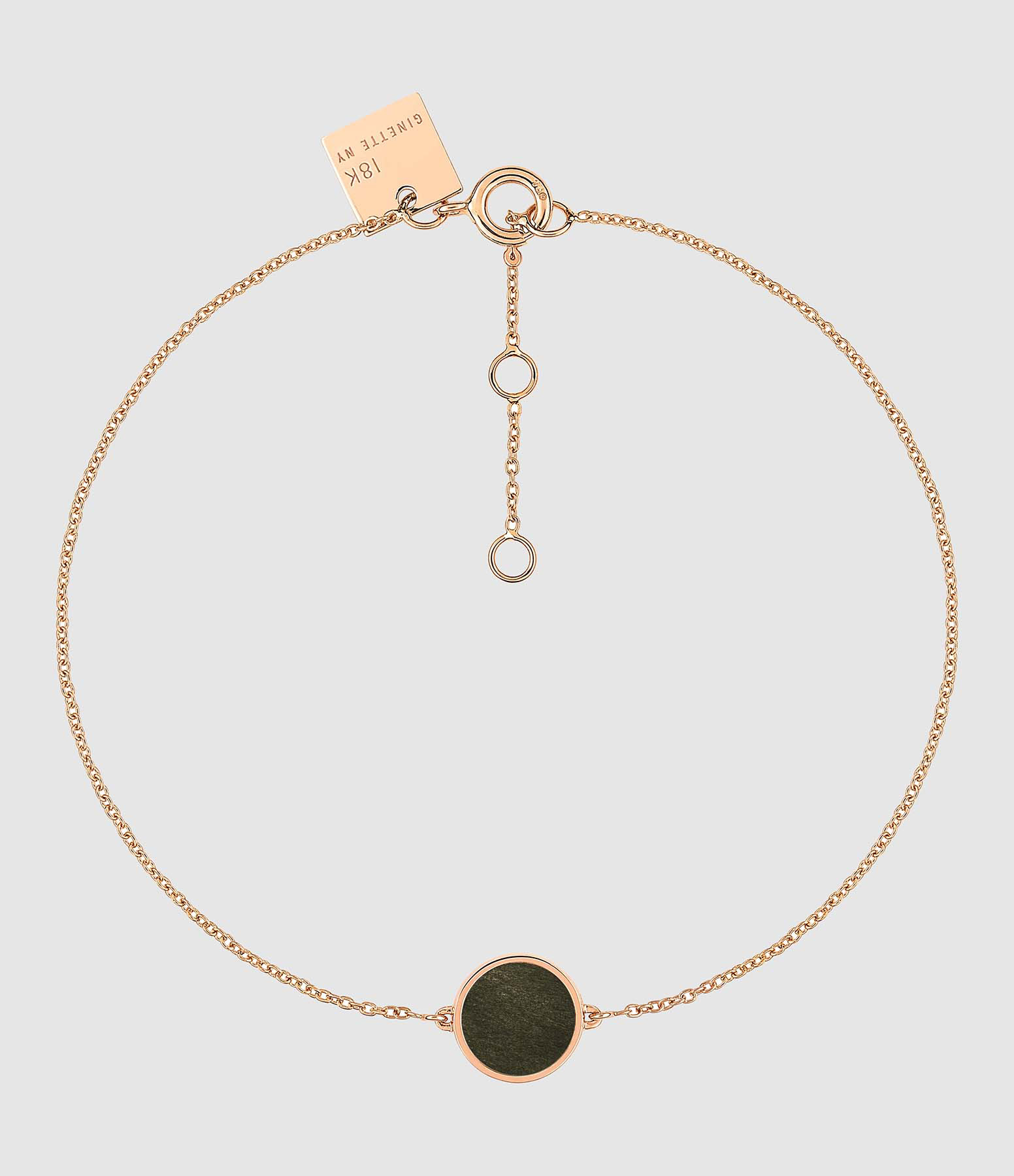 Bracelet Ever Mini Disc Obsidienne Or Rose