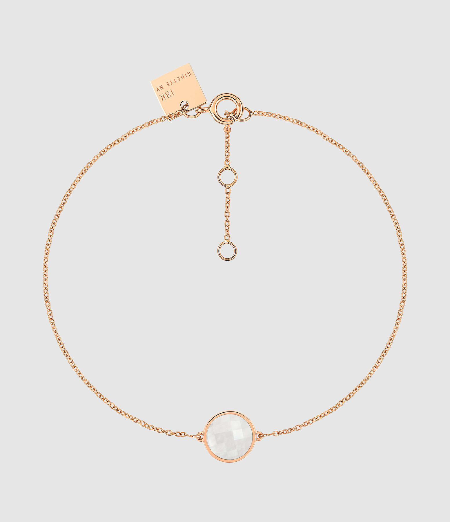 Bracelet Mini Pixie Ever Disc Pierre de Lune Blanche Or Rose
