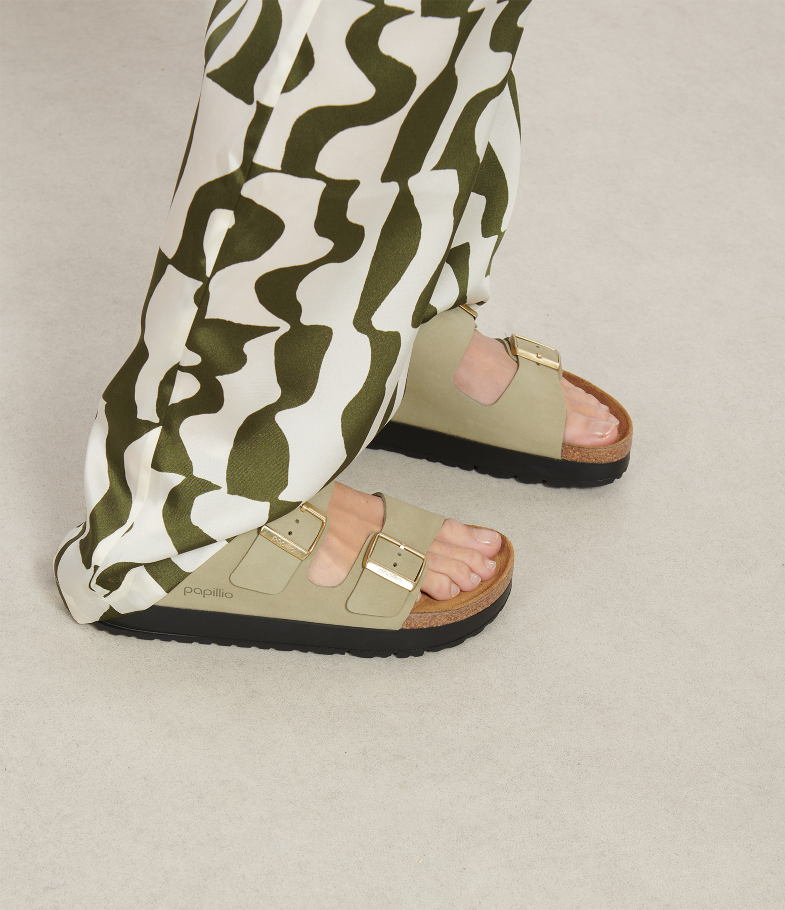 Mules Arizona Platform Flex Cuir Eucalyptus