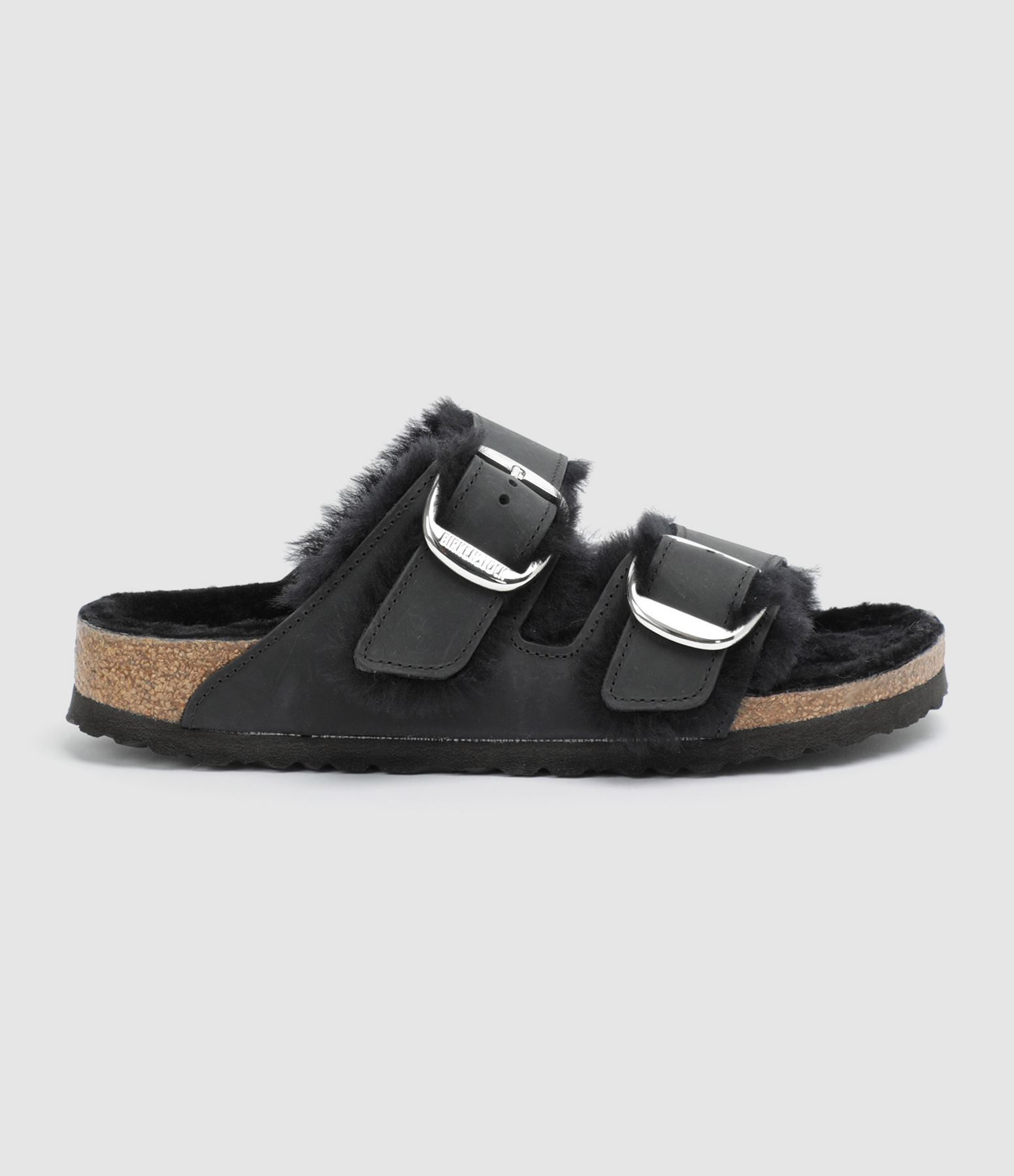 Mules Arizona Fourrure Cuir Noir, Modèle Étroit