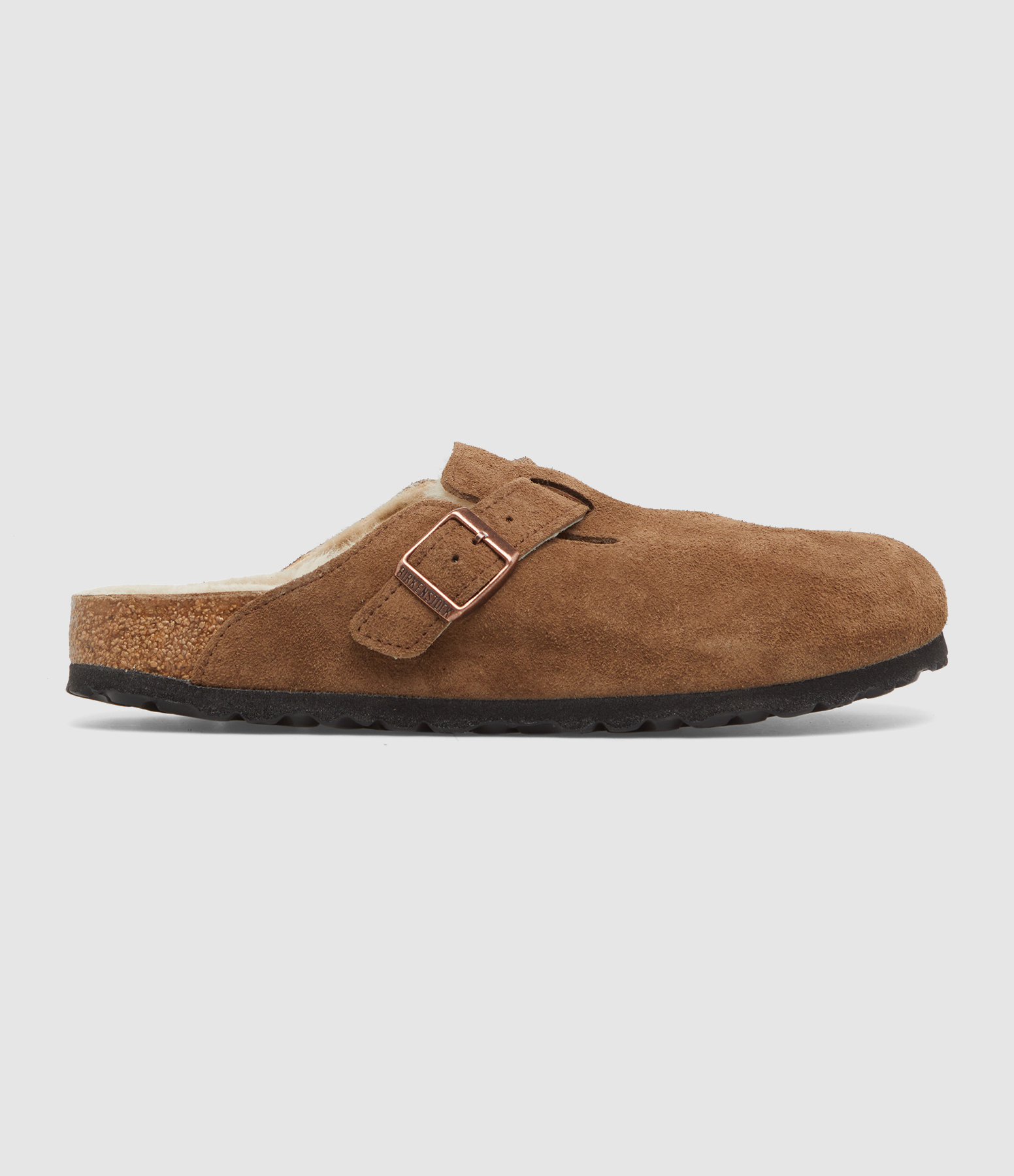 Sabots Boston Shearling Suede Leather Dark Tea