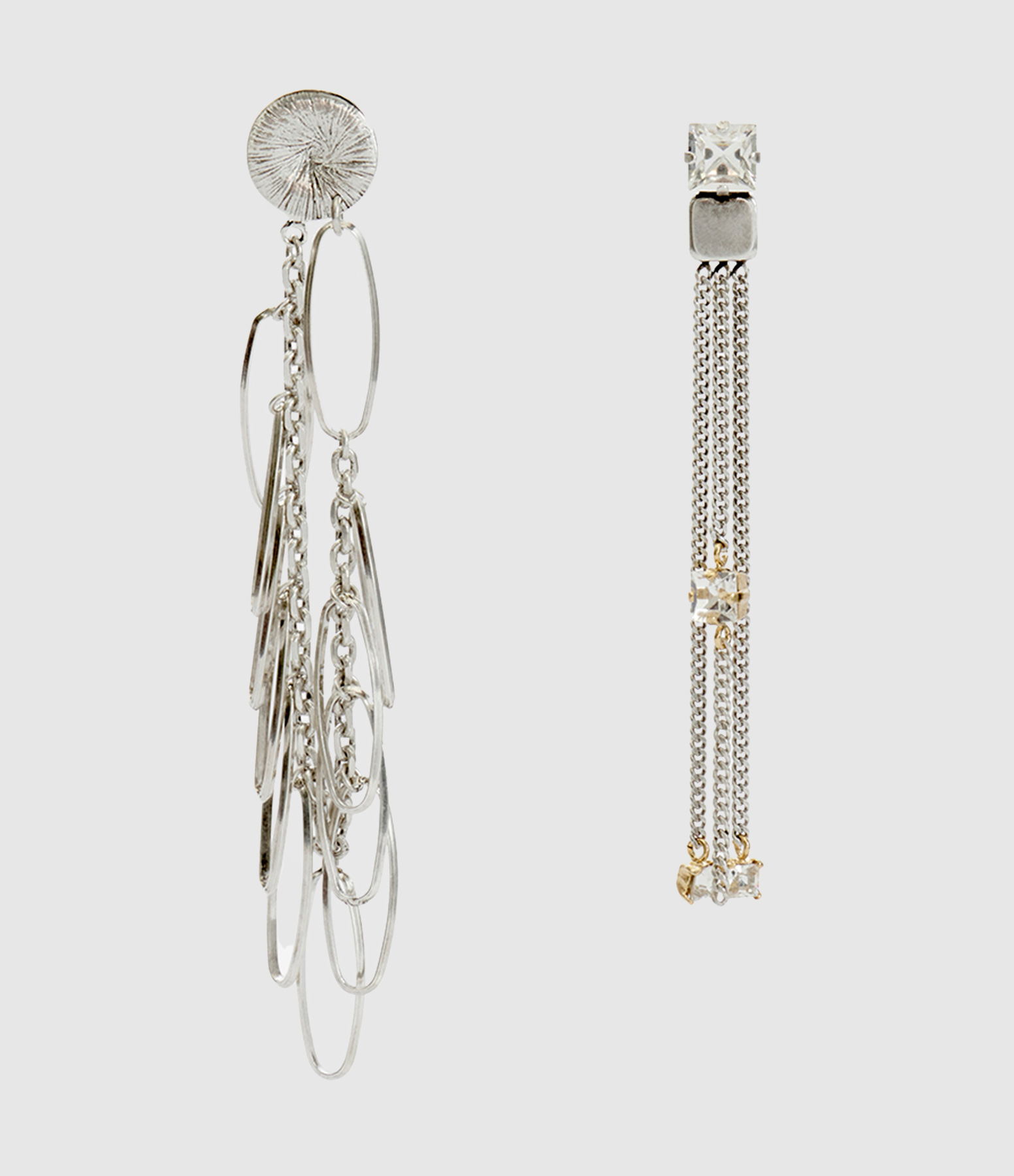 Boucles d'Oreilles Asymétrique Argenté
