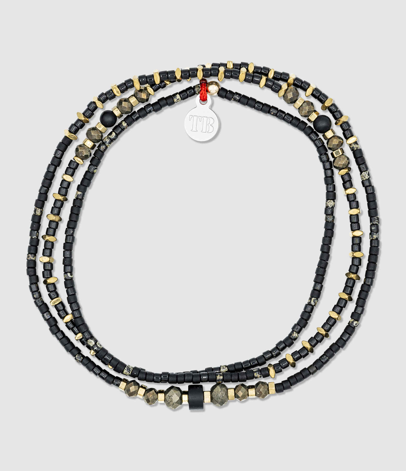 Collier et Bracelet 3 Tours Black Panther Slim Noir 49cm