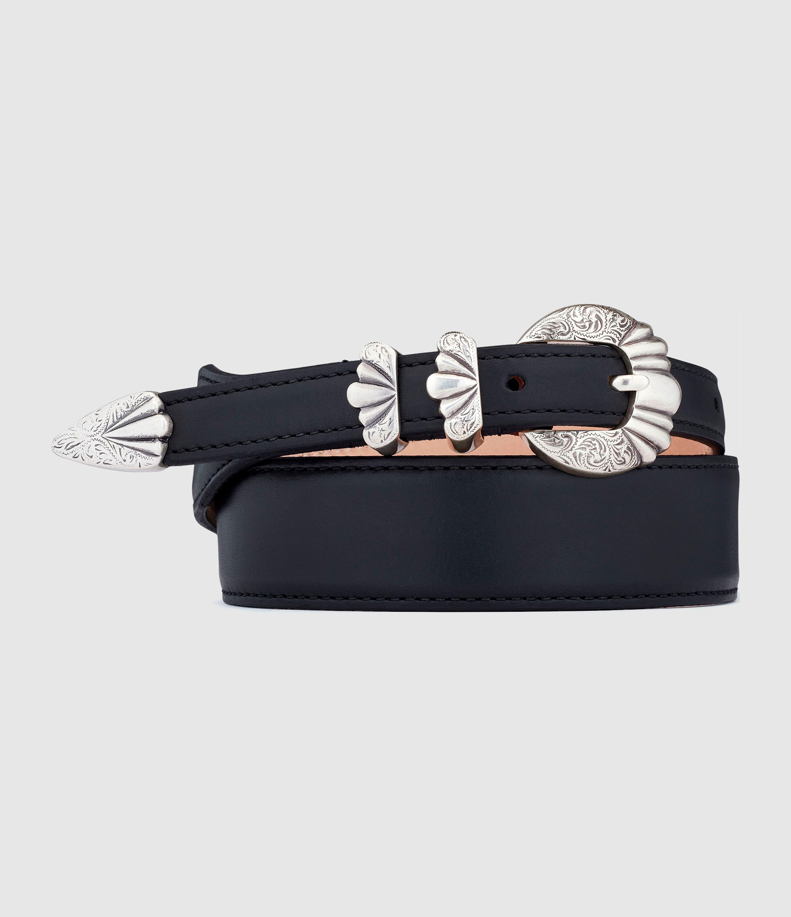 Ceinture Versailles Silver Black Calfskin