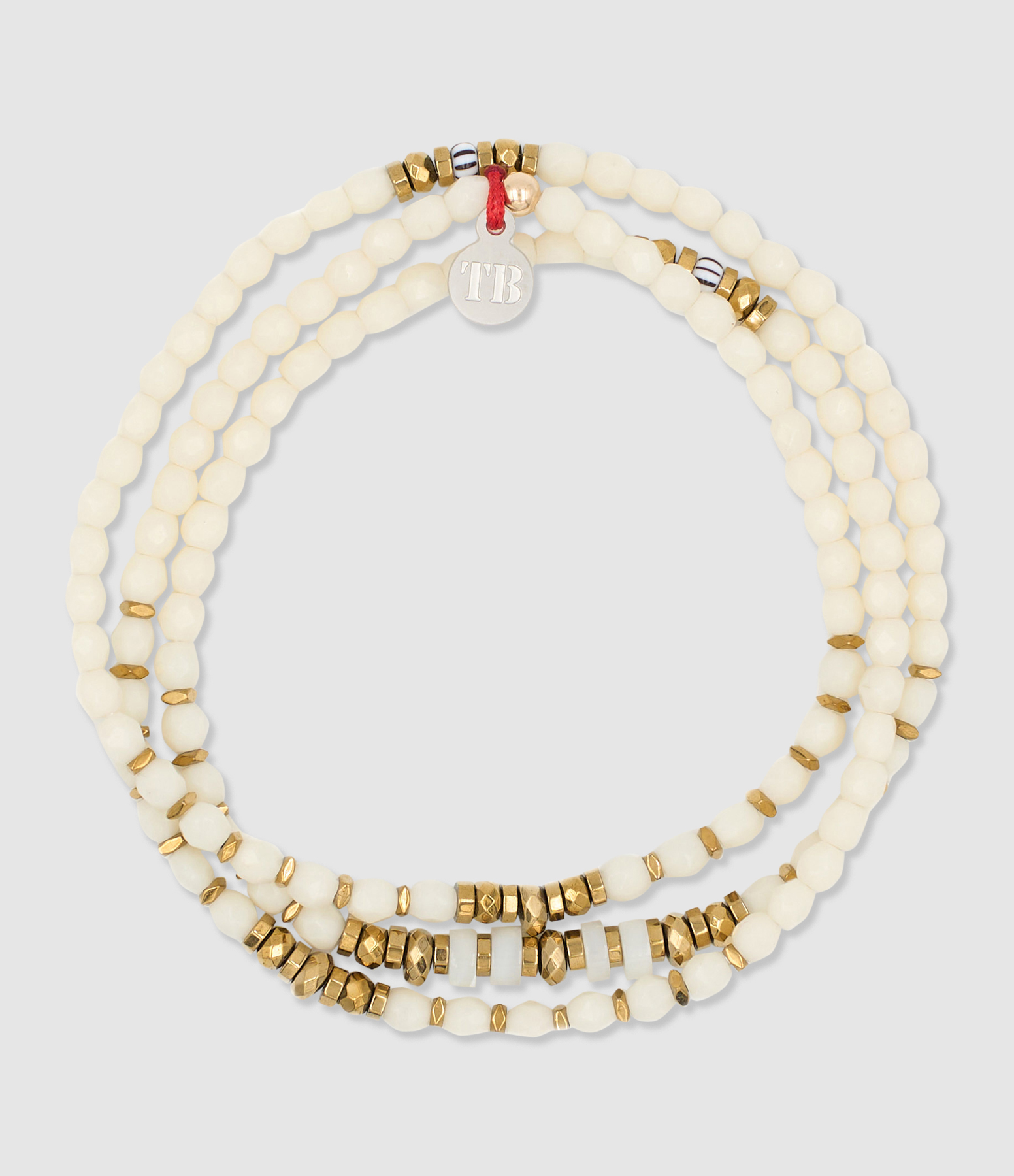 Collier et Bracelet 3 Tours Blondie Vanille 49cm