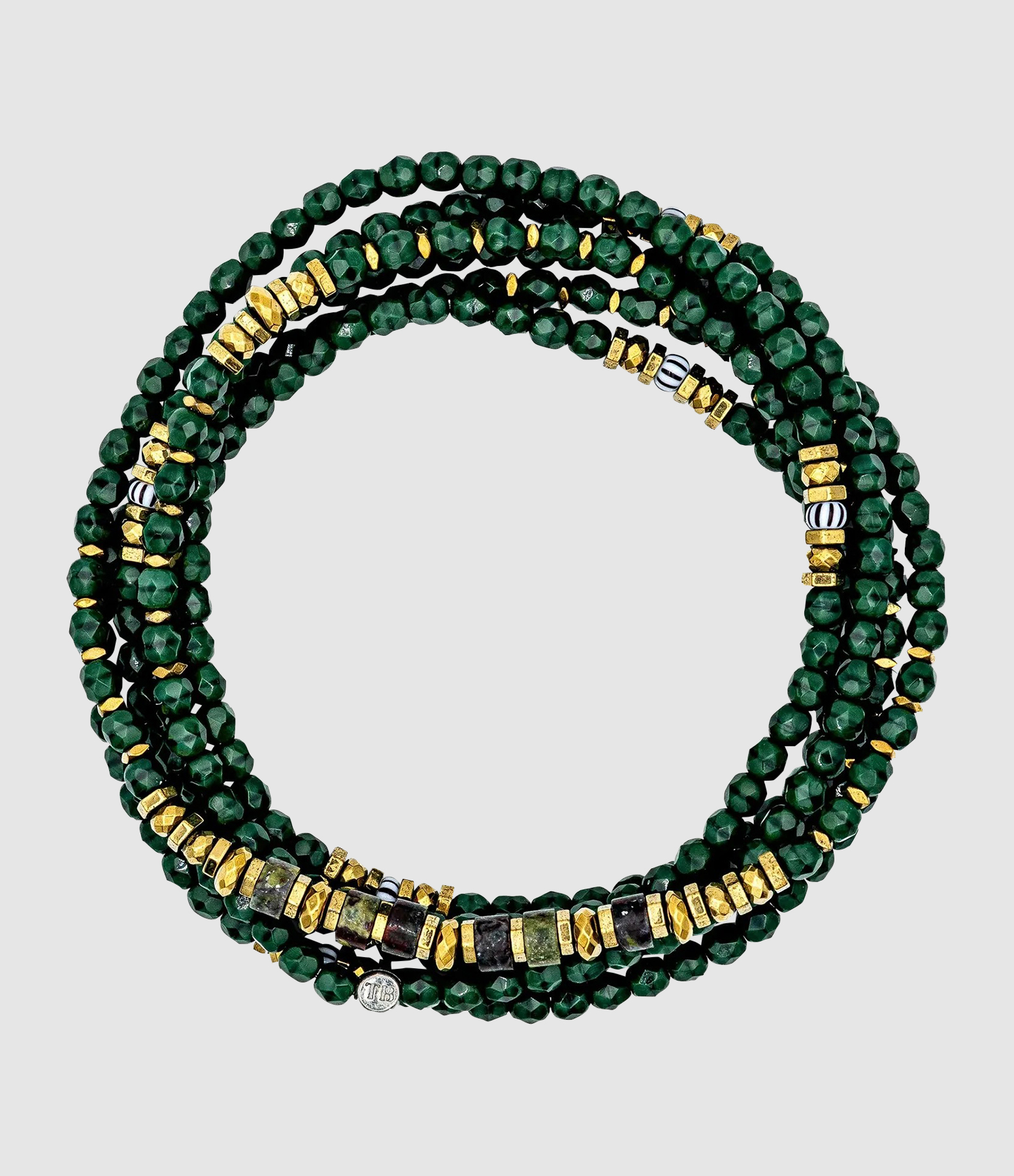 Collier Et Bracelet 6 Tours Blondie 6 Dark Green 103 cm