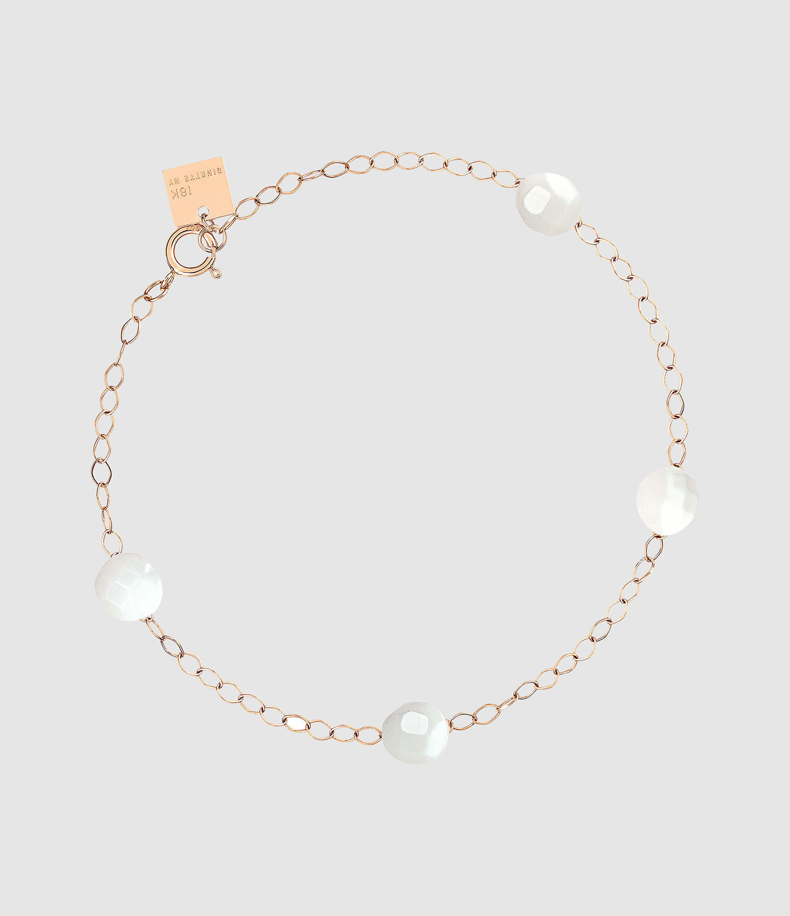Bracelet Chaîne avec Perles Nacre Blanche Or Rose