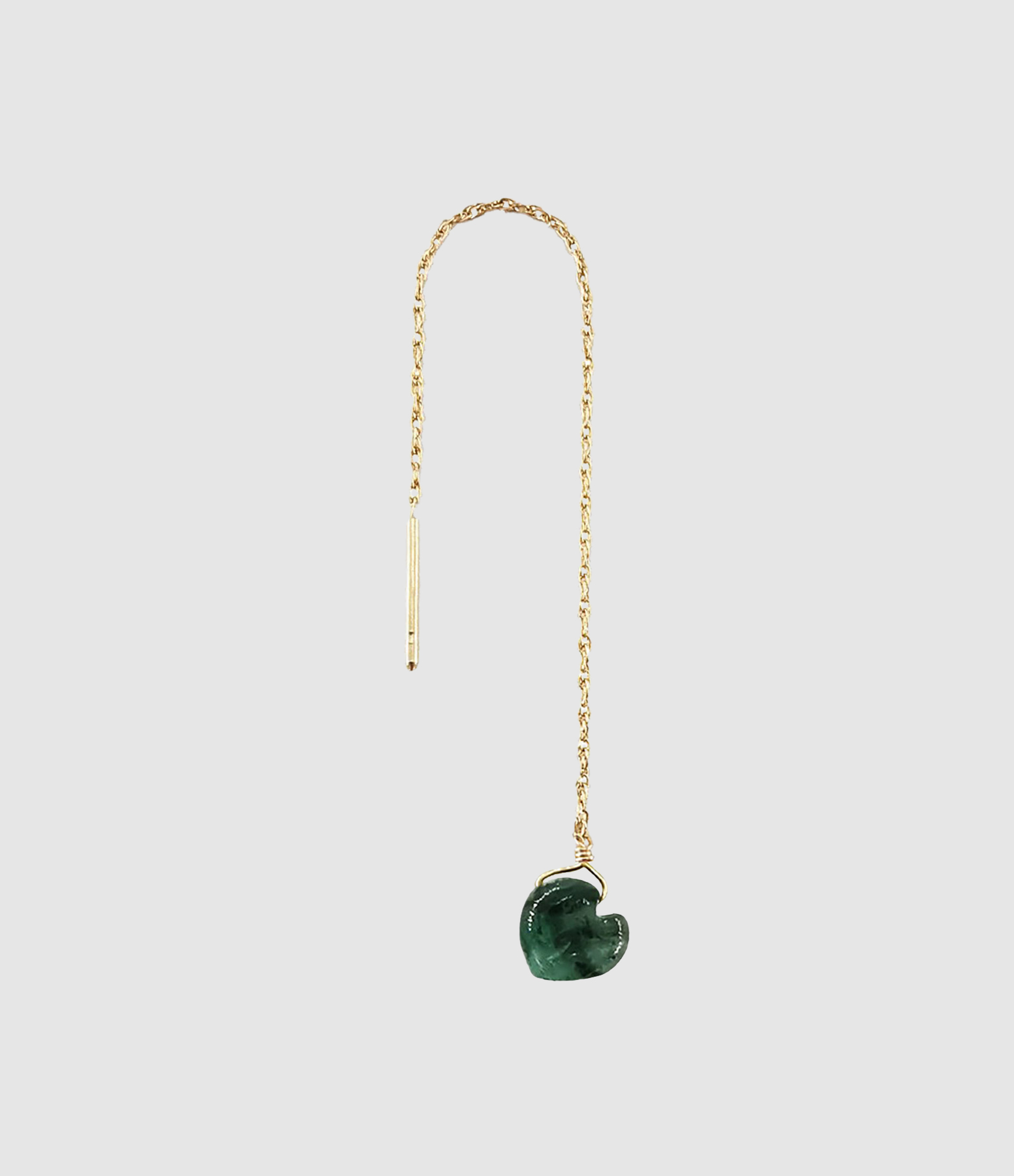 Boucle d'oreille Chaîne Courte Cœur Émeraude (vendue à l'unité)
