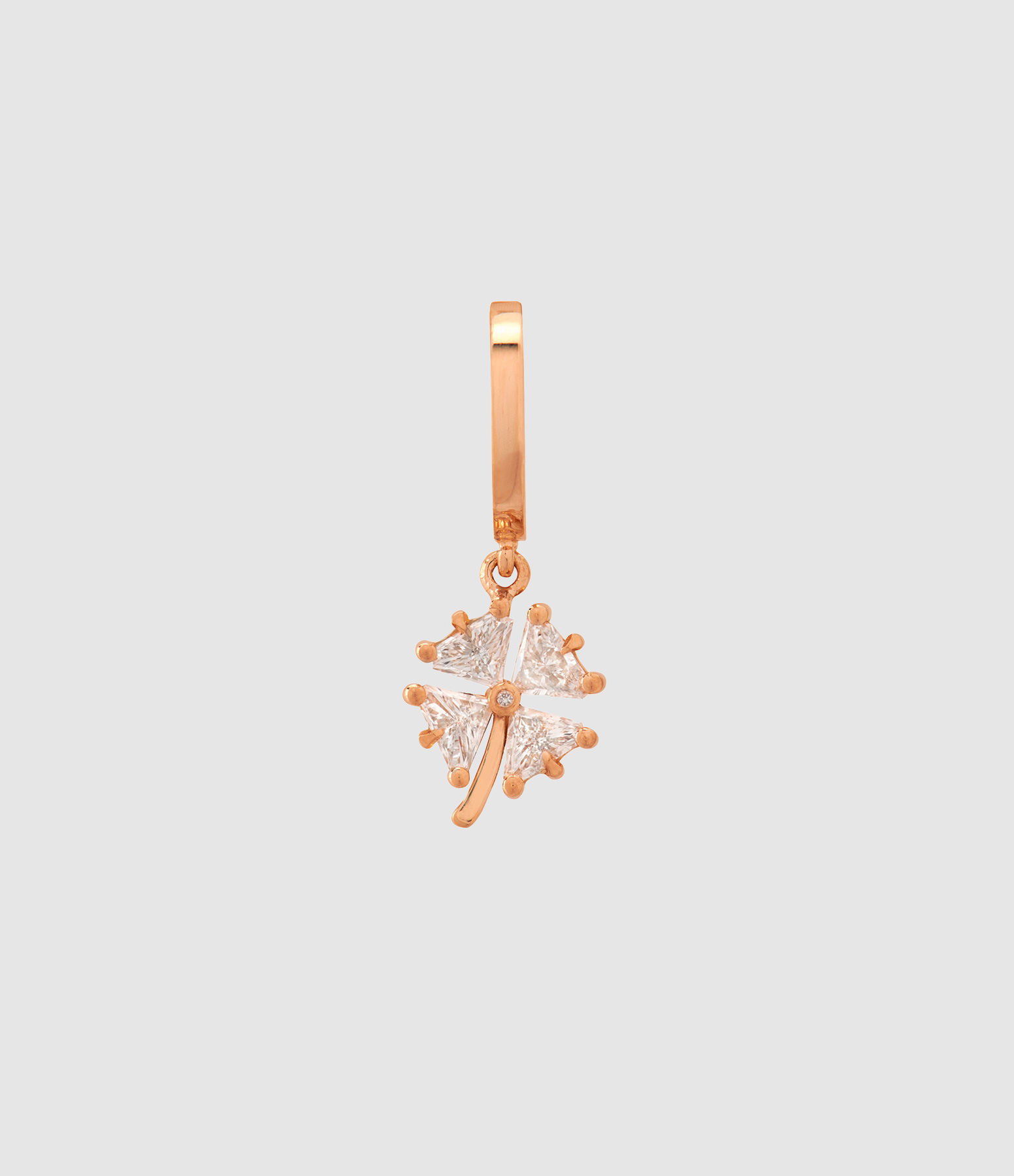 Mini Créole Trèfle Or Rose Diamants (vendue à l'unité)
