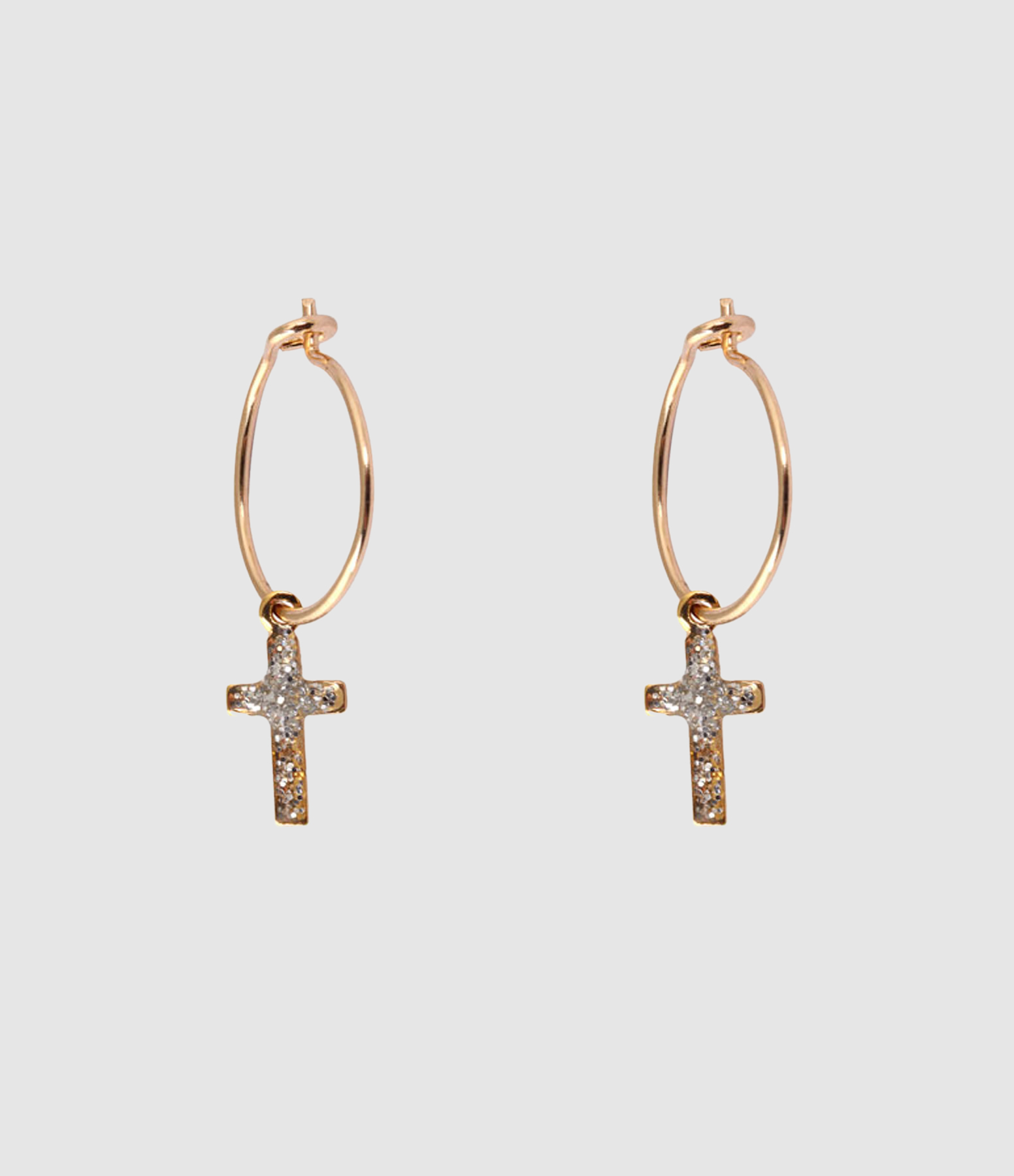 Créoles Mini Croix Argent Doré