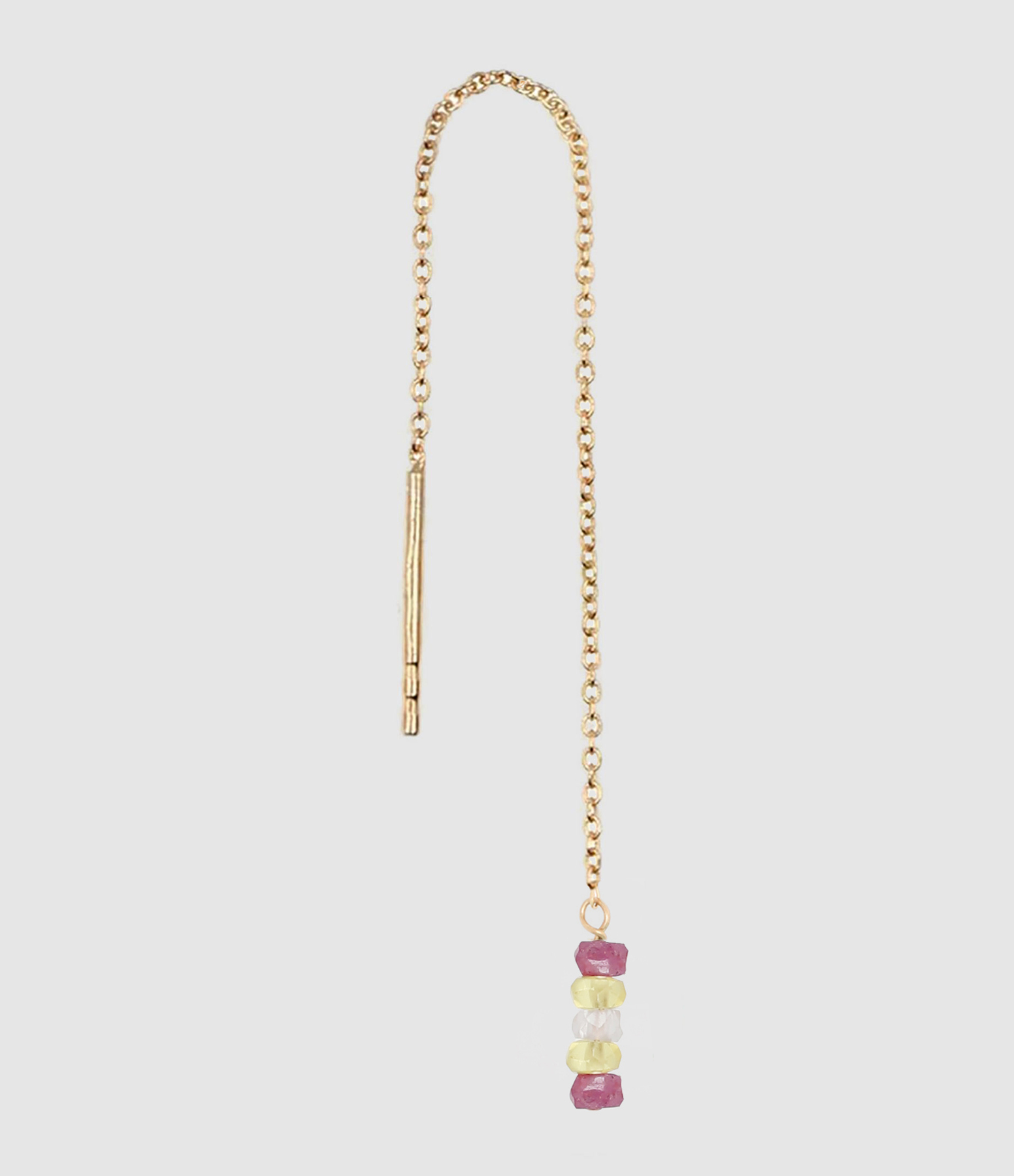 Boucle d'oreille Chaîne Courte Rang Saphir Rose Jaune (vendue à l'unité)