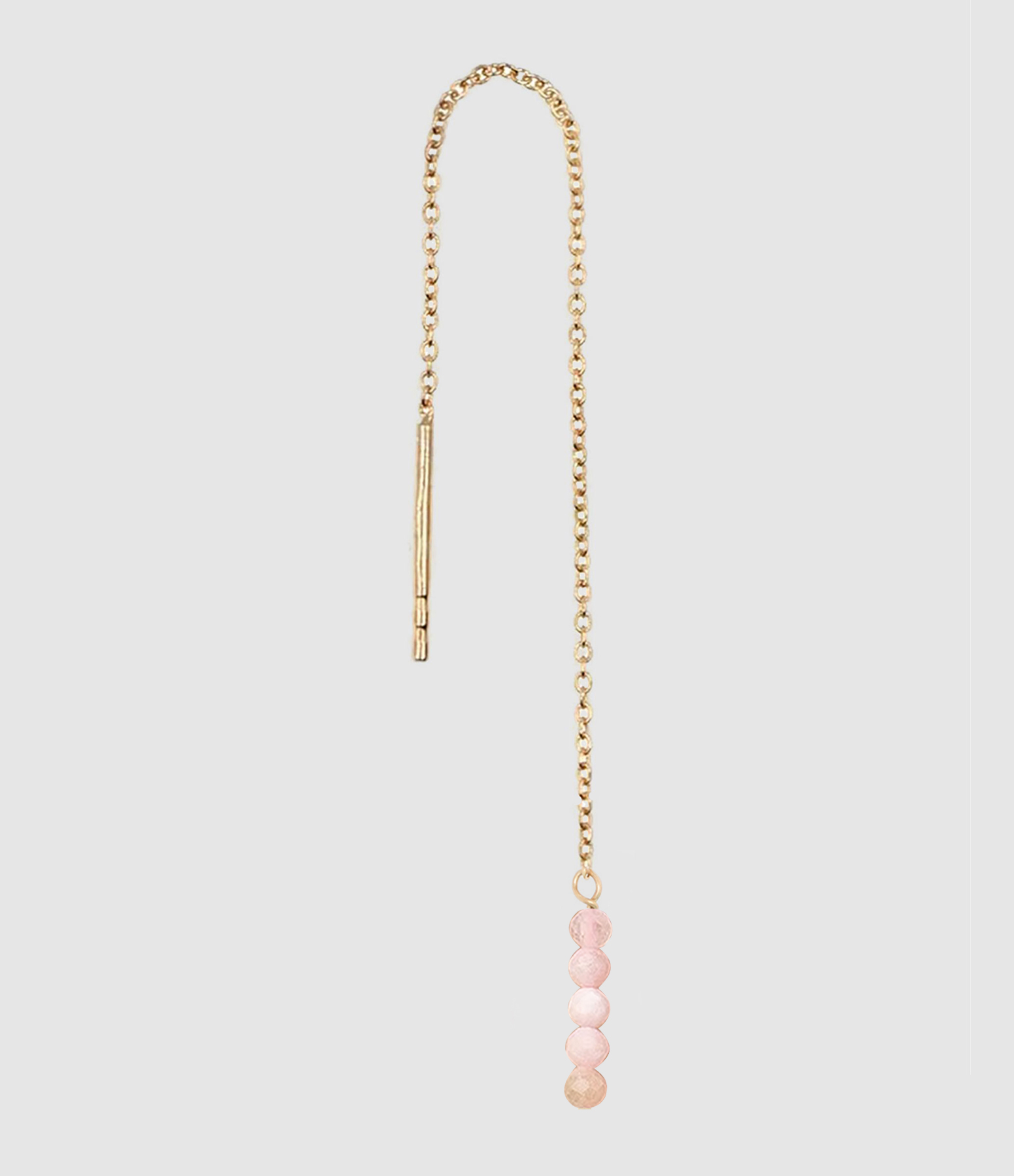 Boucle d'oreille Chaîne Courte Rang Opale Rose (vendue à l'unité)