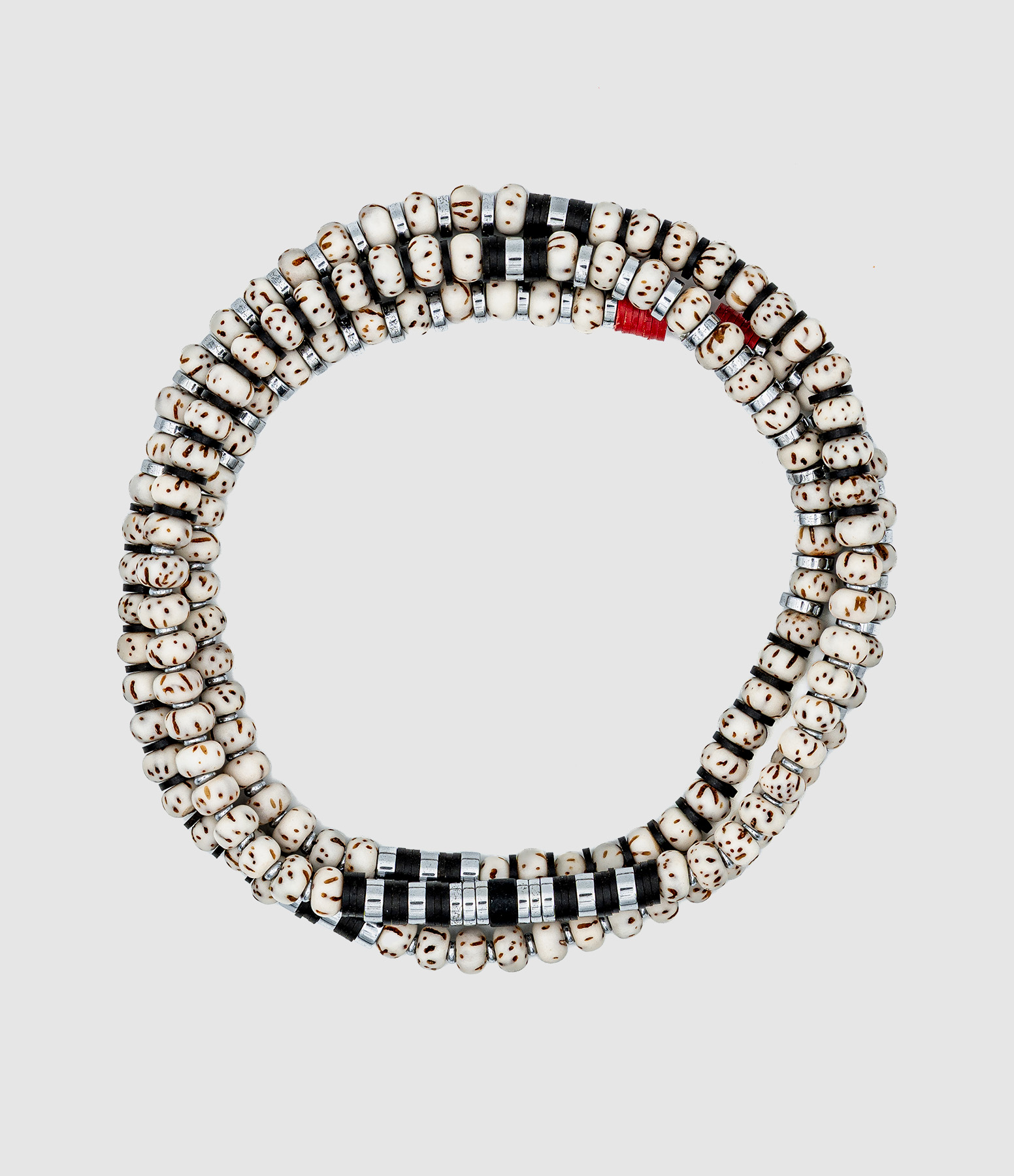 Collier Et Bracelet 3 Tours Bodhi 3 Vanille 49 cm