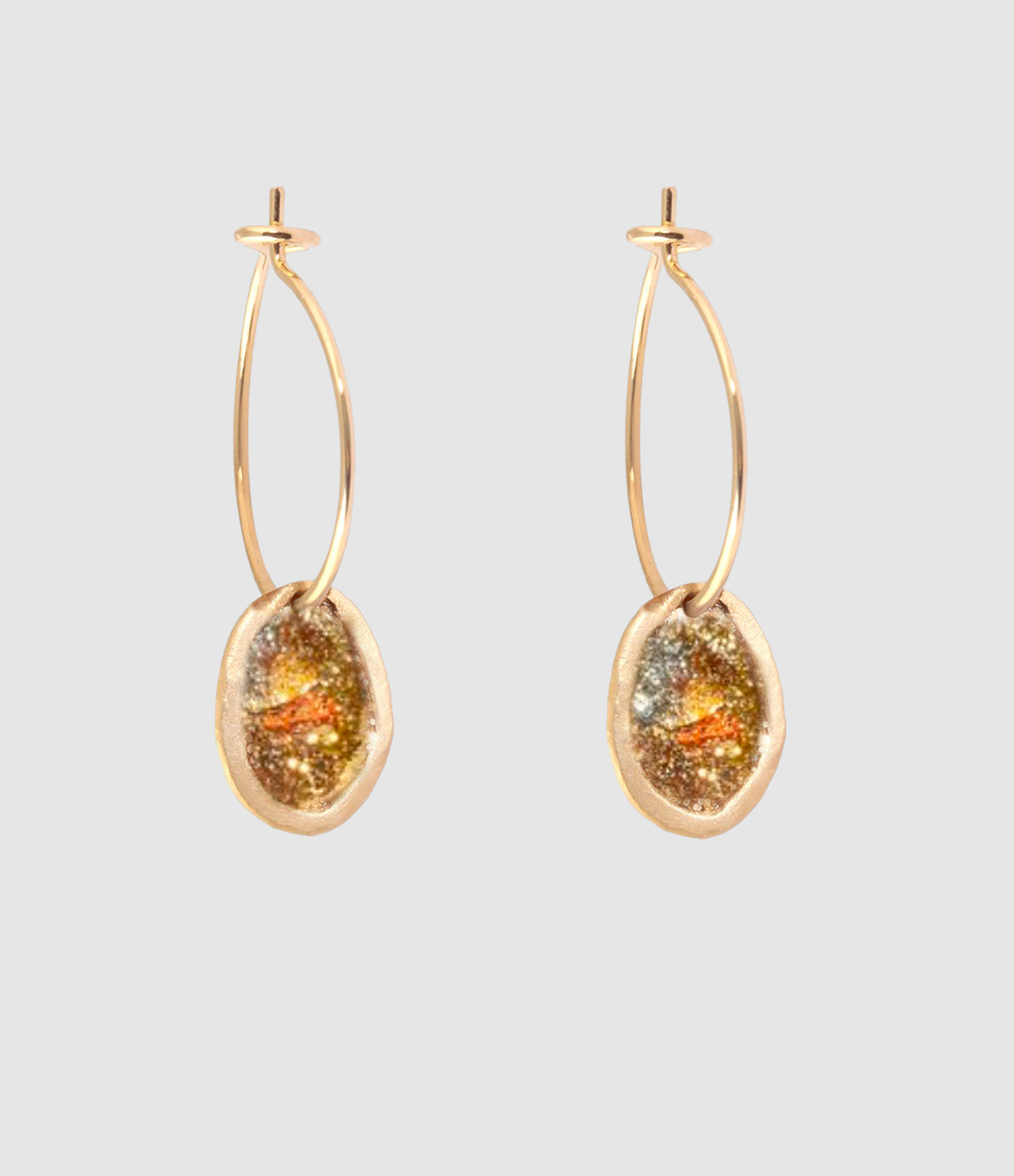 Boucles d'oreilles Médaille Argent Rose Doré