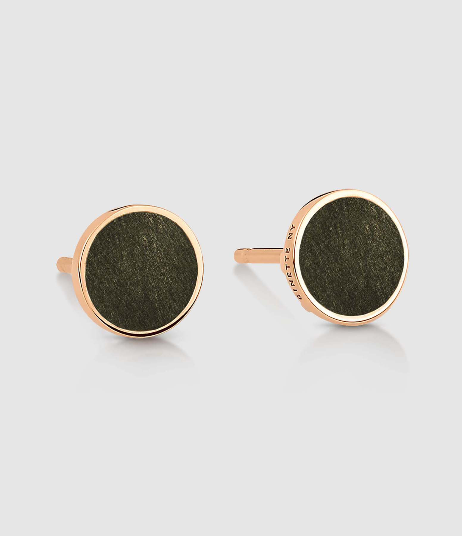 Boucles d'oreilles Ever Disc Obsidienne Or Rose
