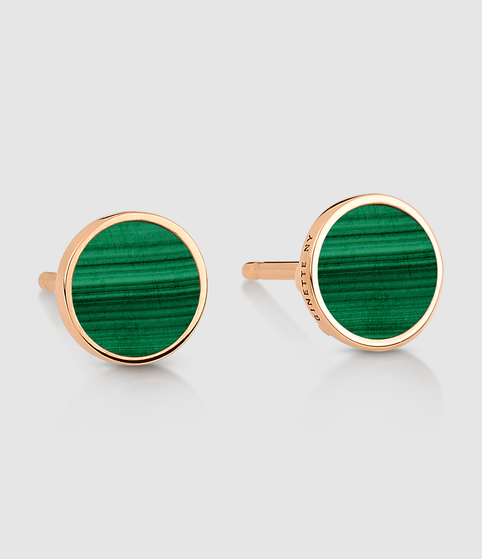 Boucles d'oreilles Ever Disc Malachite Or Rose