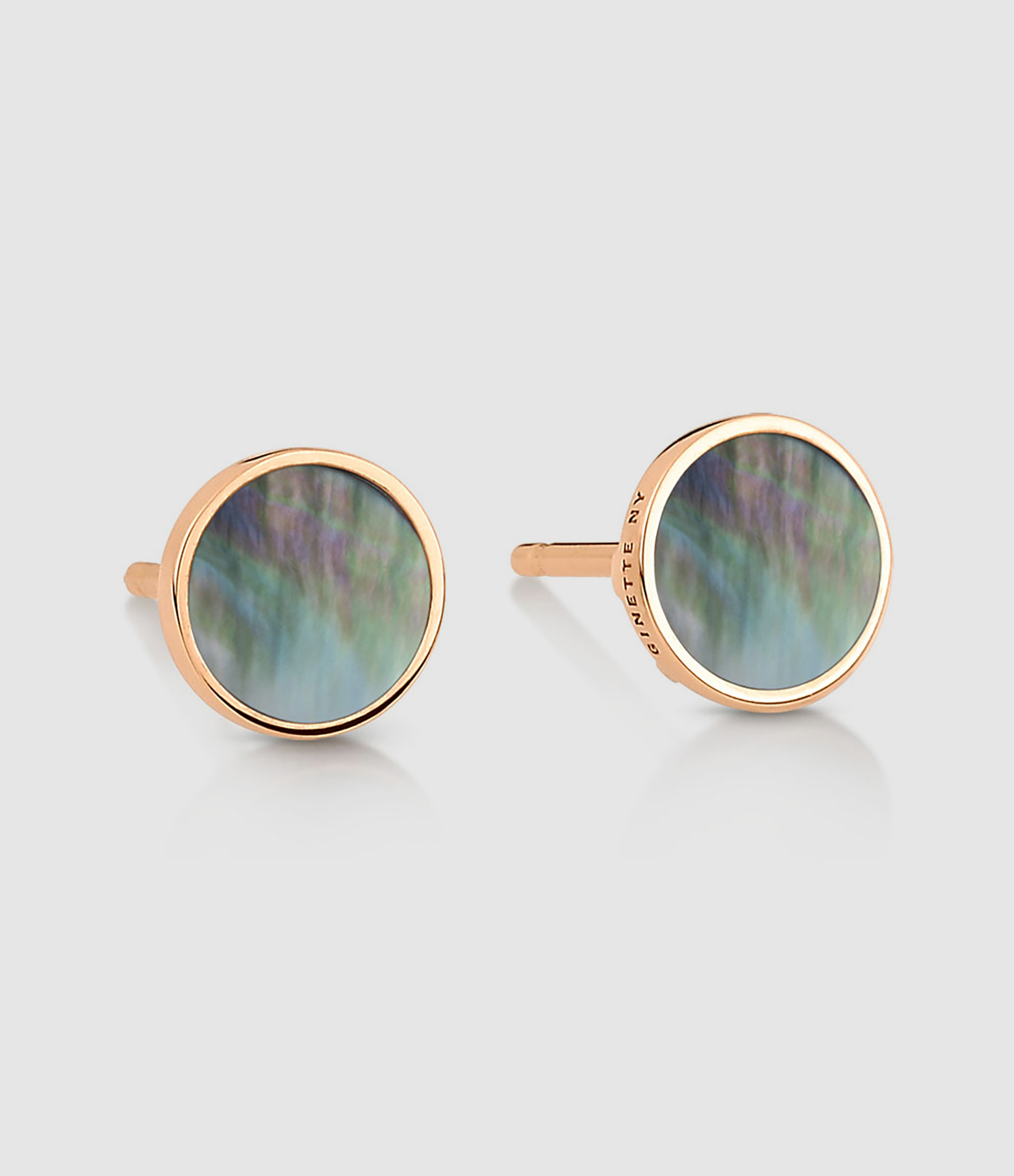 Boucles d'oreilles Ever Disc Nacre Noire Or Rose