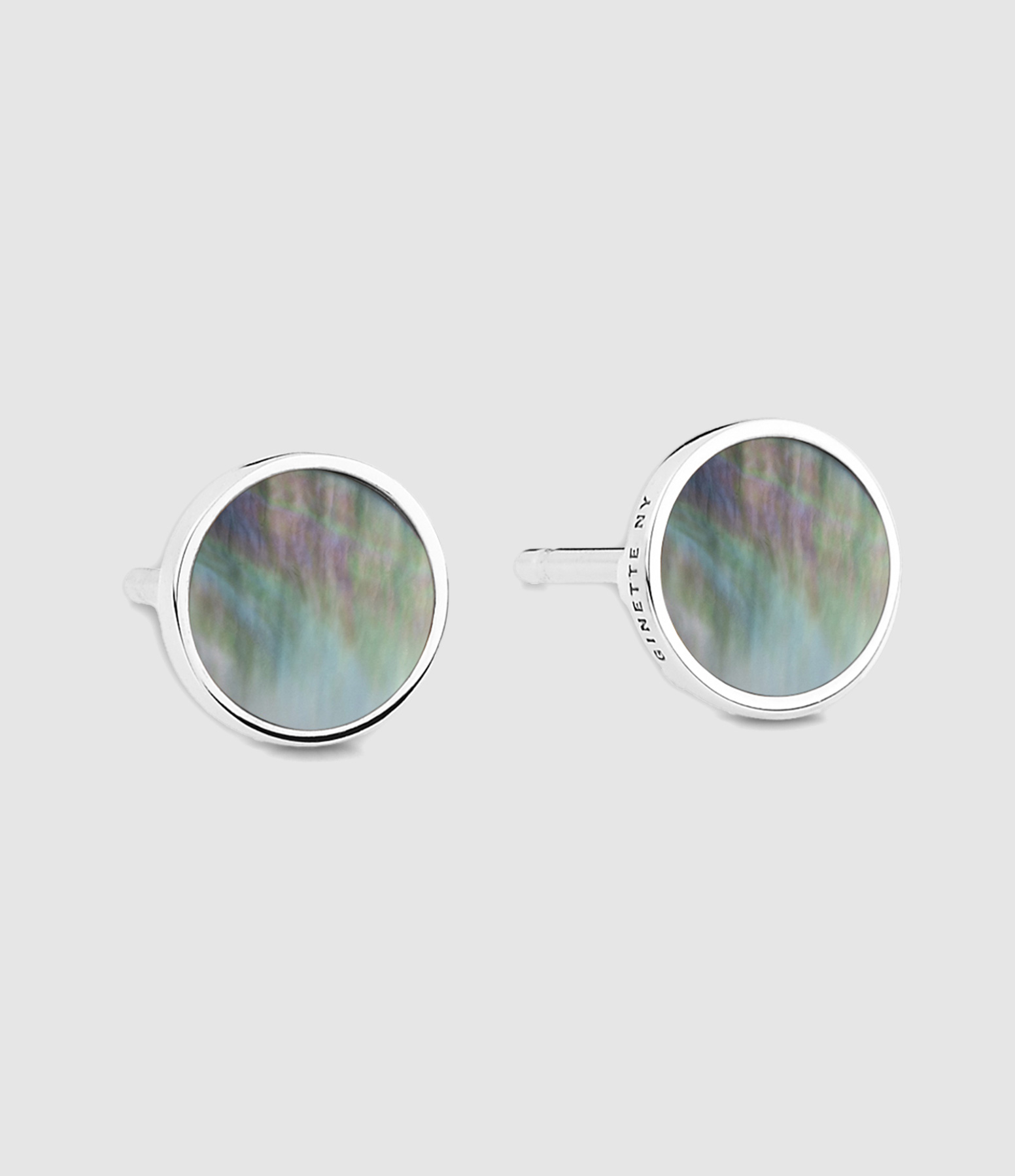 Boucles d'oreilles Ever Disc Nacre Noire Or Blanc