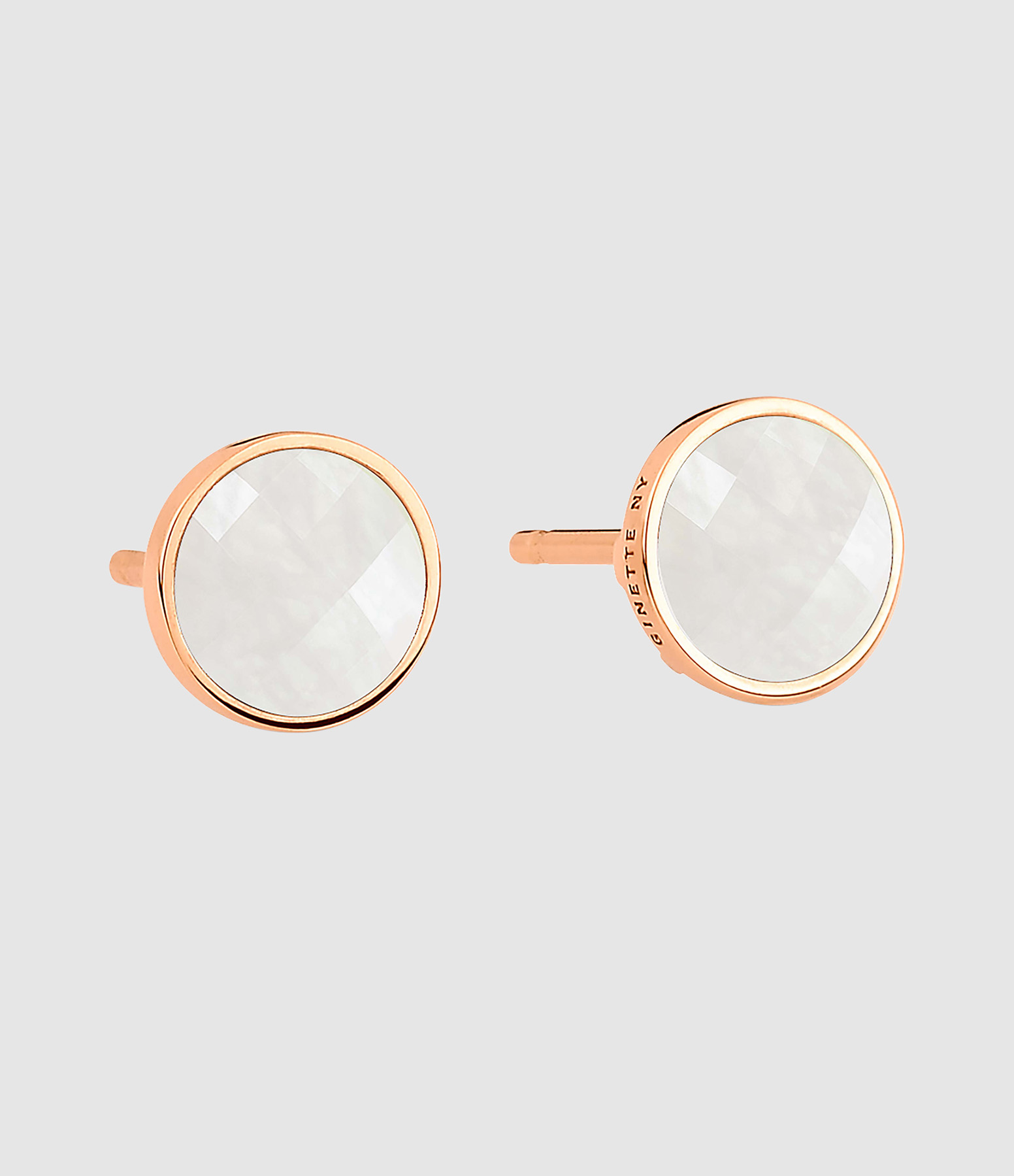 Boucles d'Oreilles Pixie Ever Disc Pierre de Lune Blanche Or Rose