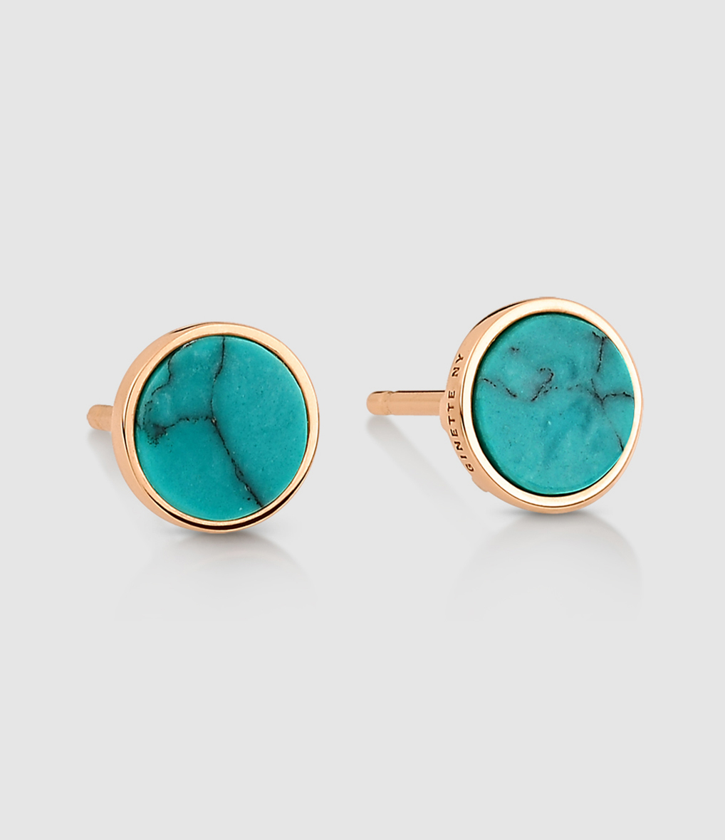 Boucles d'oreilles Ever Disc Turquoise Or Rose
