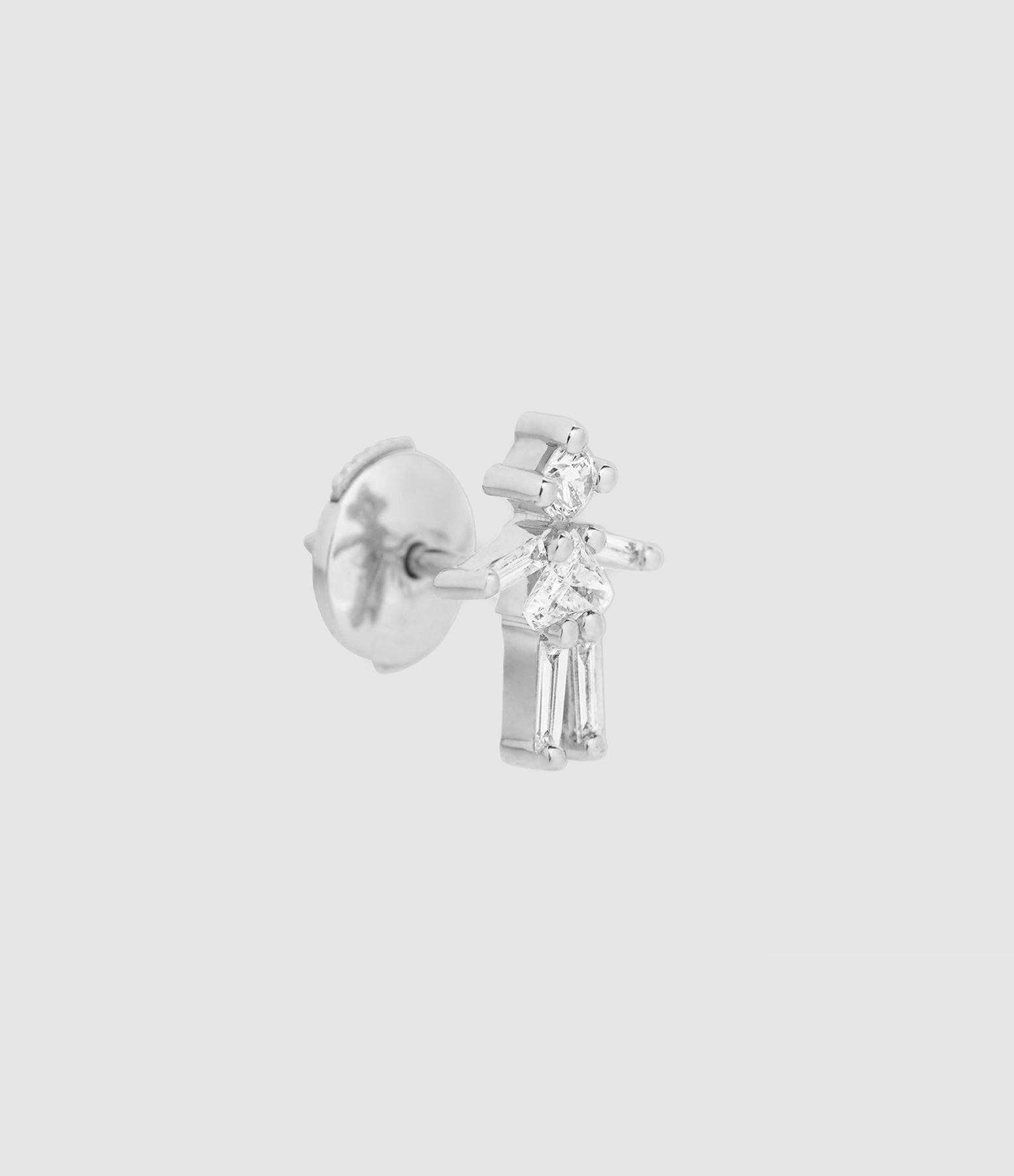 Boucle d'oreille Emblématique Fille Or Blanc Diamant (vendue à l'unité)