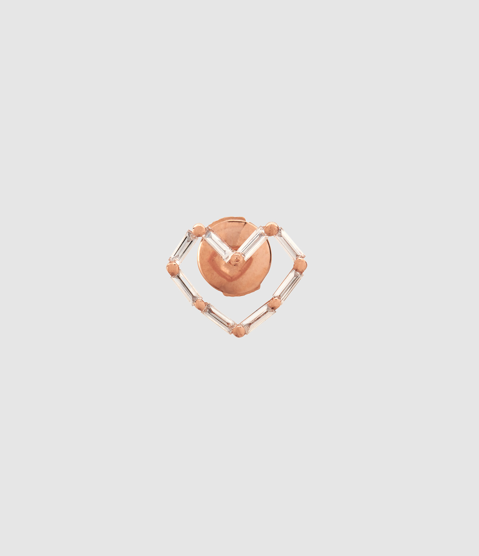 Boucle d'oreille Mini Cœur Or Rose Diamants (vendue à l'unité)