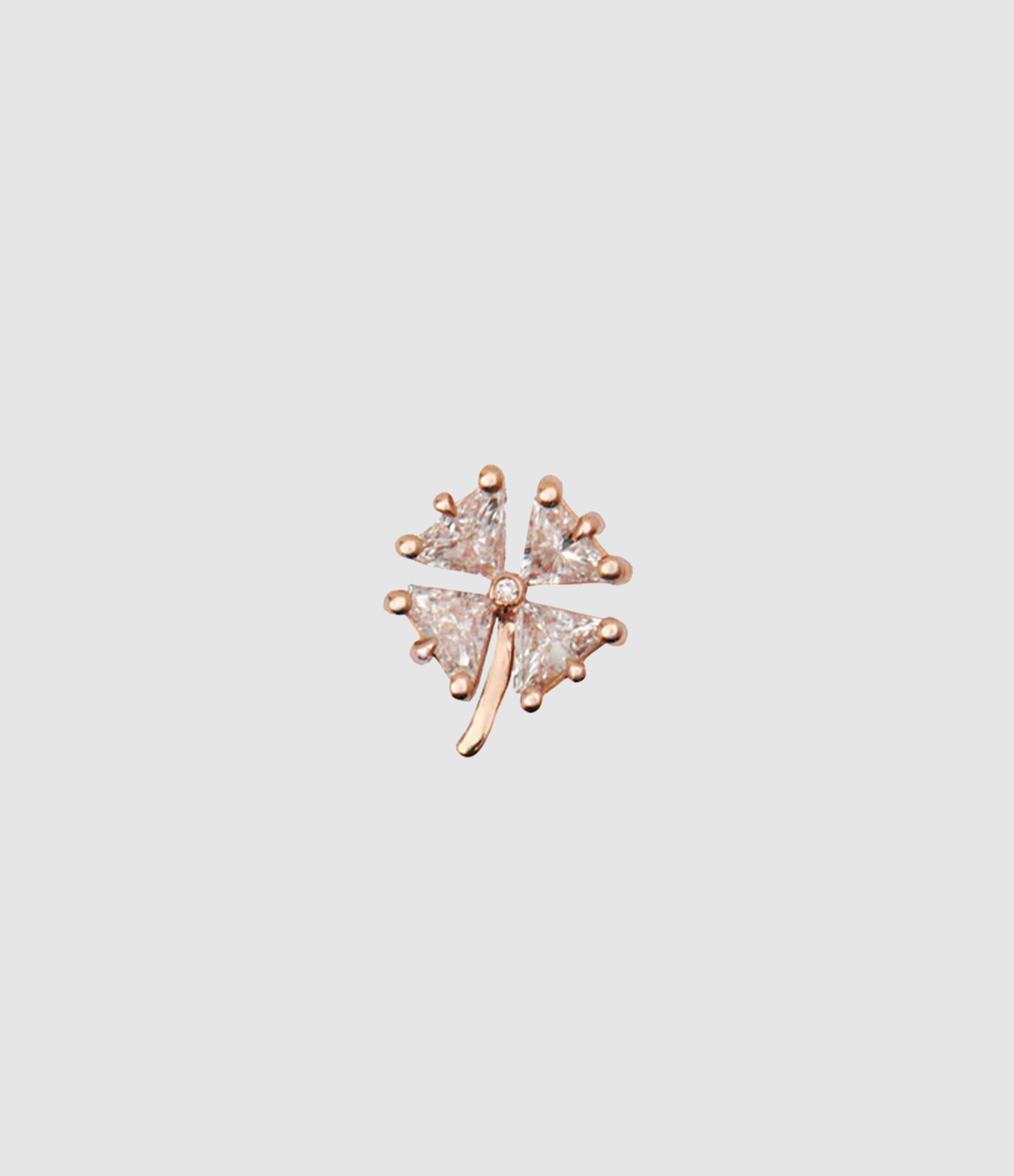 Boucle d'oreille Trèfle Or Rose Diamants (vendue à l'unité)