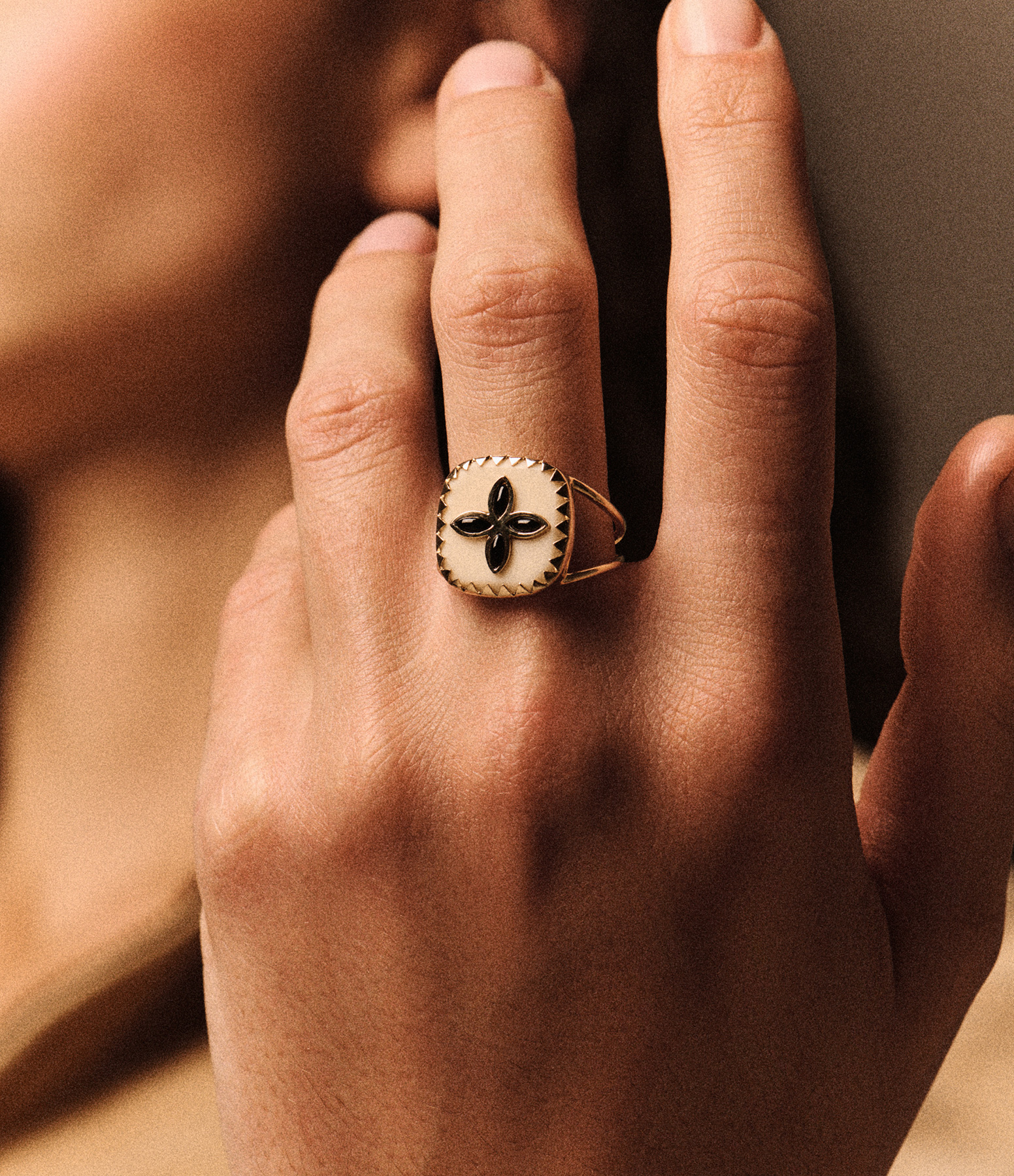 Bague Bowie n°2 Onyx Blanc