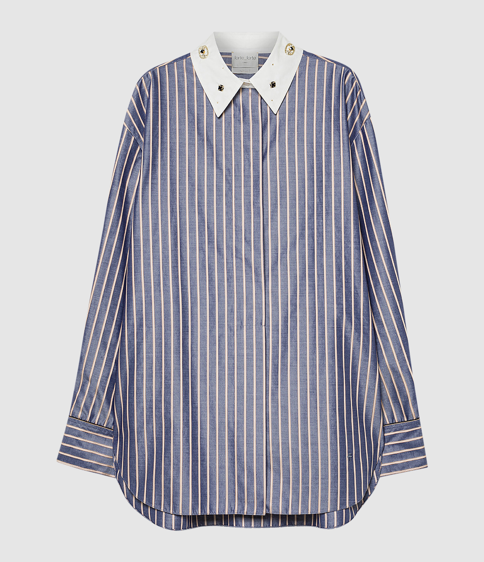 Chemise Embroidered Popline Satin Stripe Notte