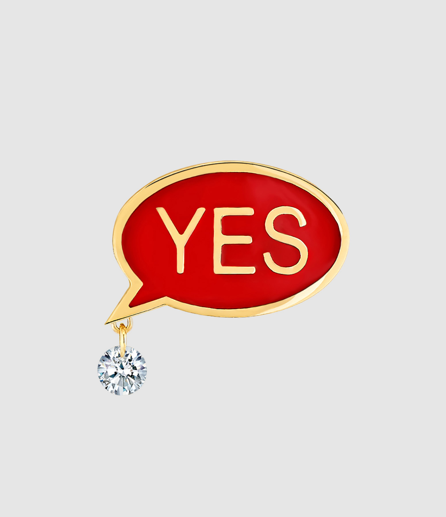 Boucle d'oreille Pin's Yes Diamant Or Jaune (vendue à l'unité)