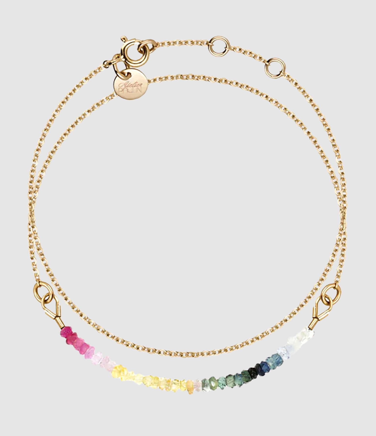 Bracelet Double Tour Rainbow Nude Saphir Gold Filled