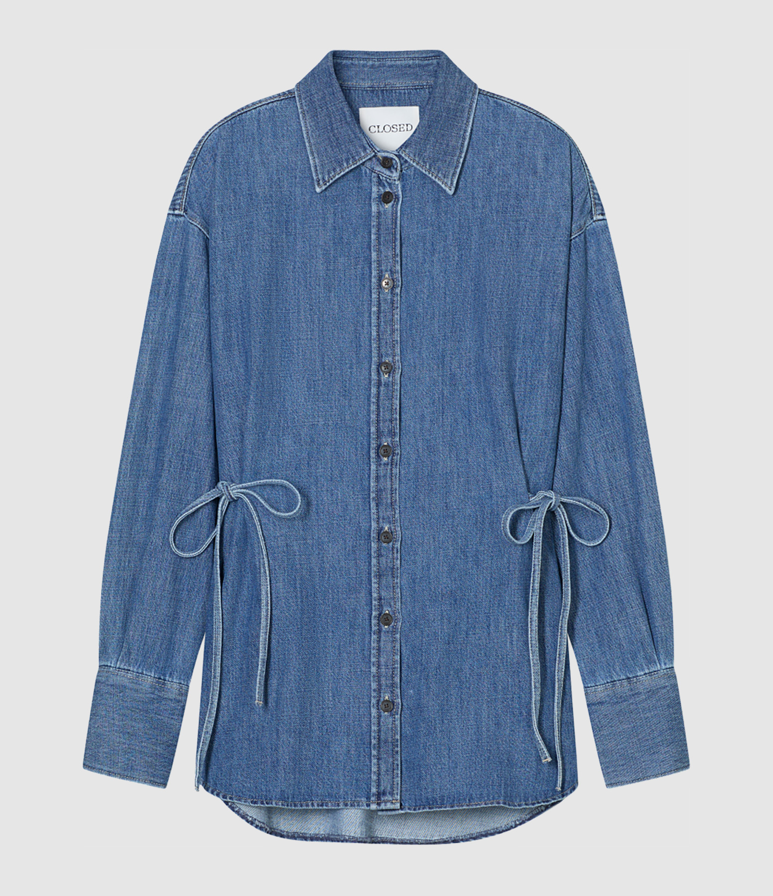Blouse Waisted Strap Mid Blue