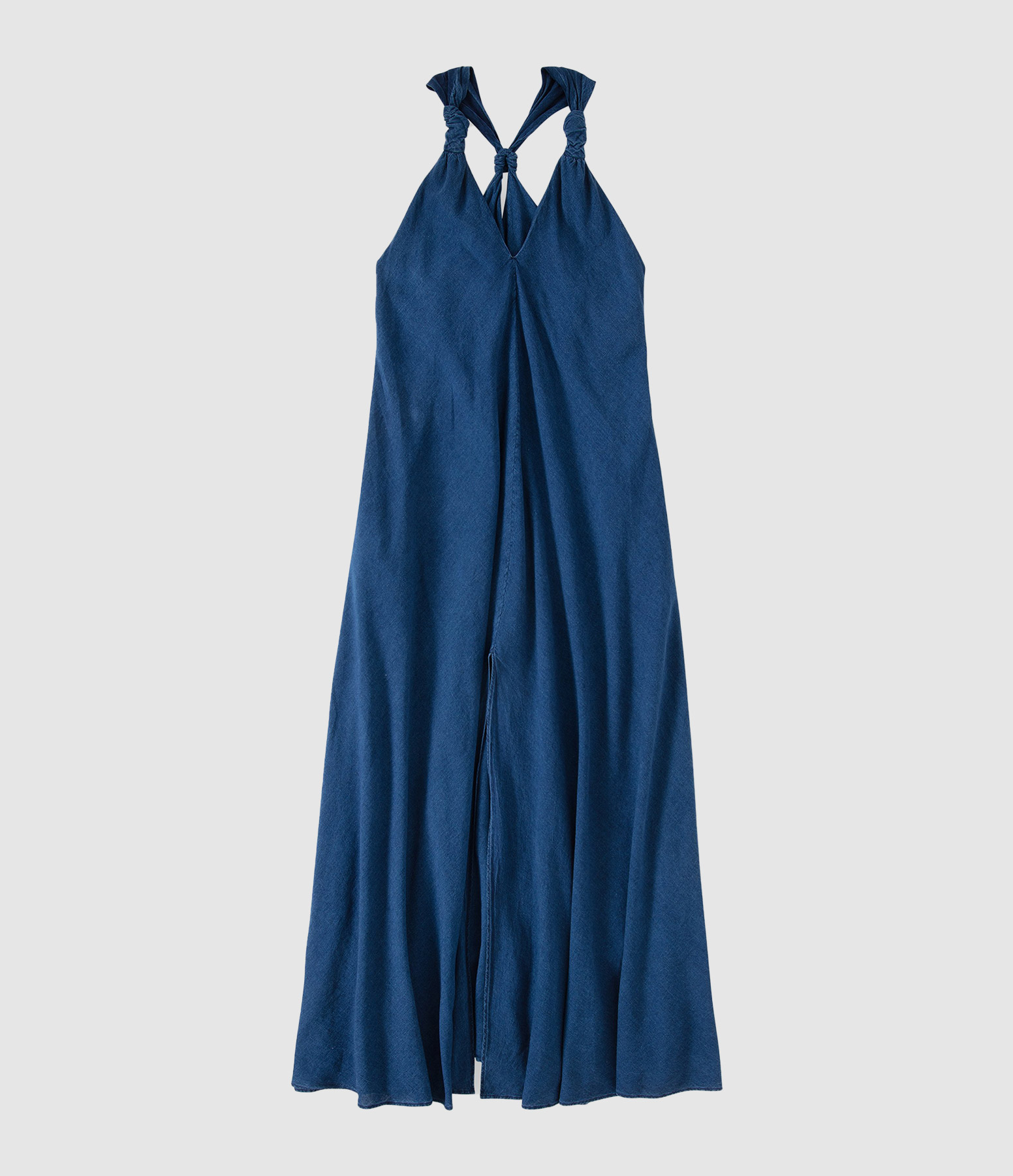 Robe Longue Knotted Straps Dark Blue