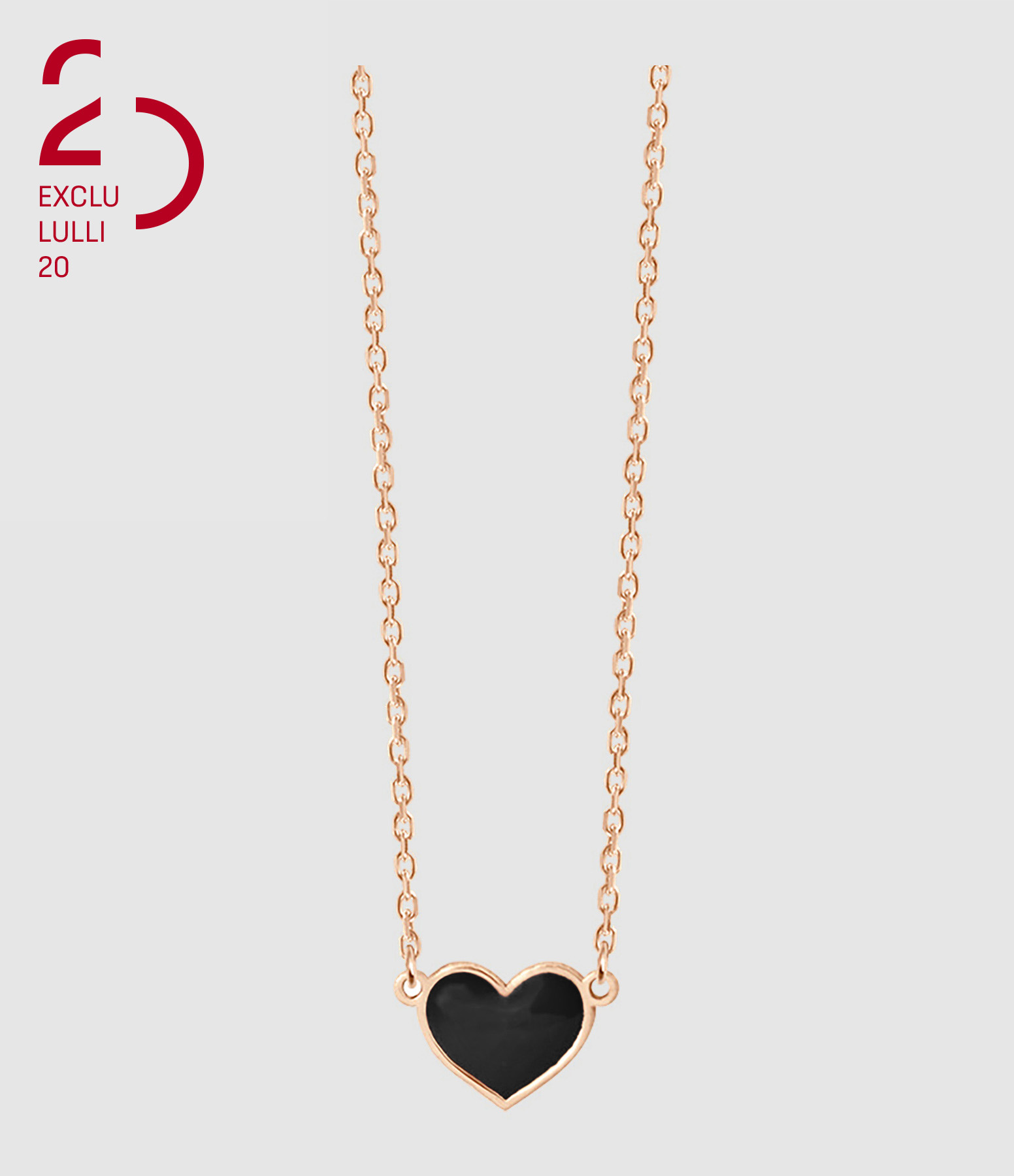 Collier Emoji Cœur Noir Or Rose