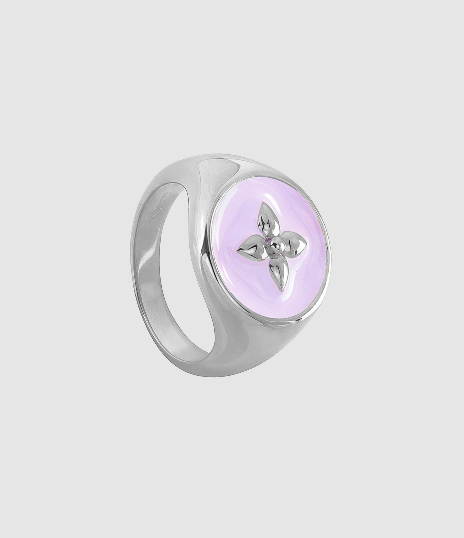 Chevalière Croisette Argent Rose Poudré
