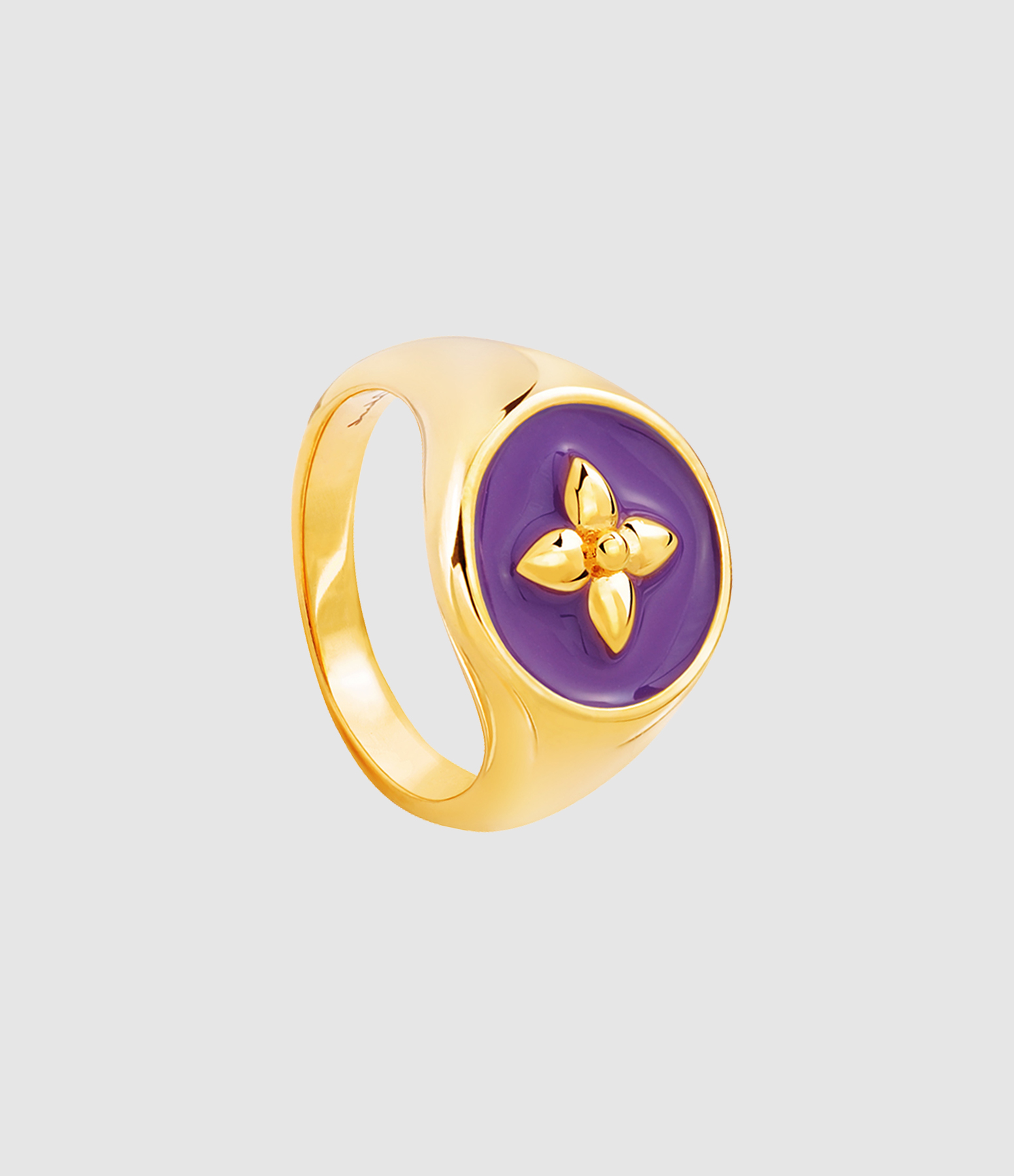 Chevalière Croisette Laiton Violet